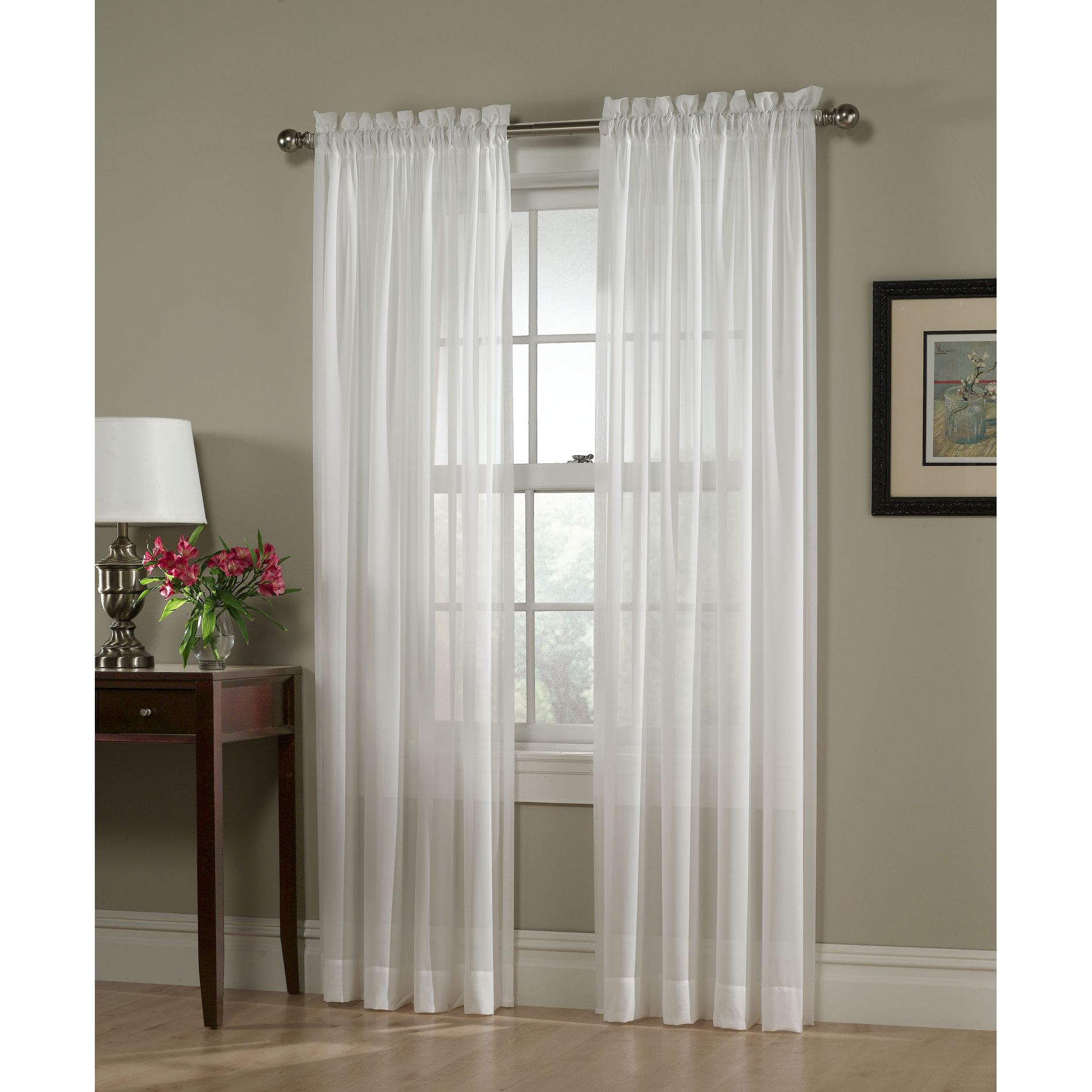 Jaclyn Smith White Georgette Semi Sheer Window Panel at Kmart.com