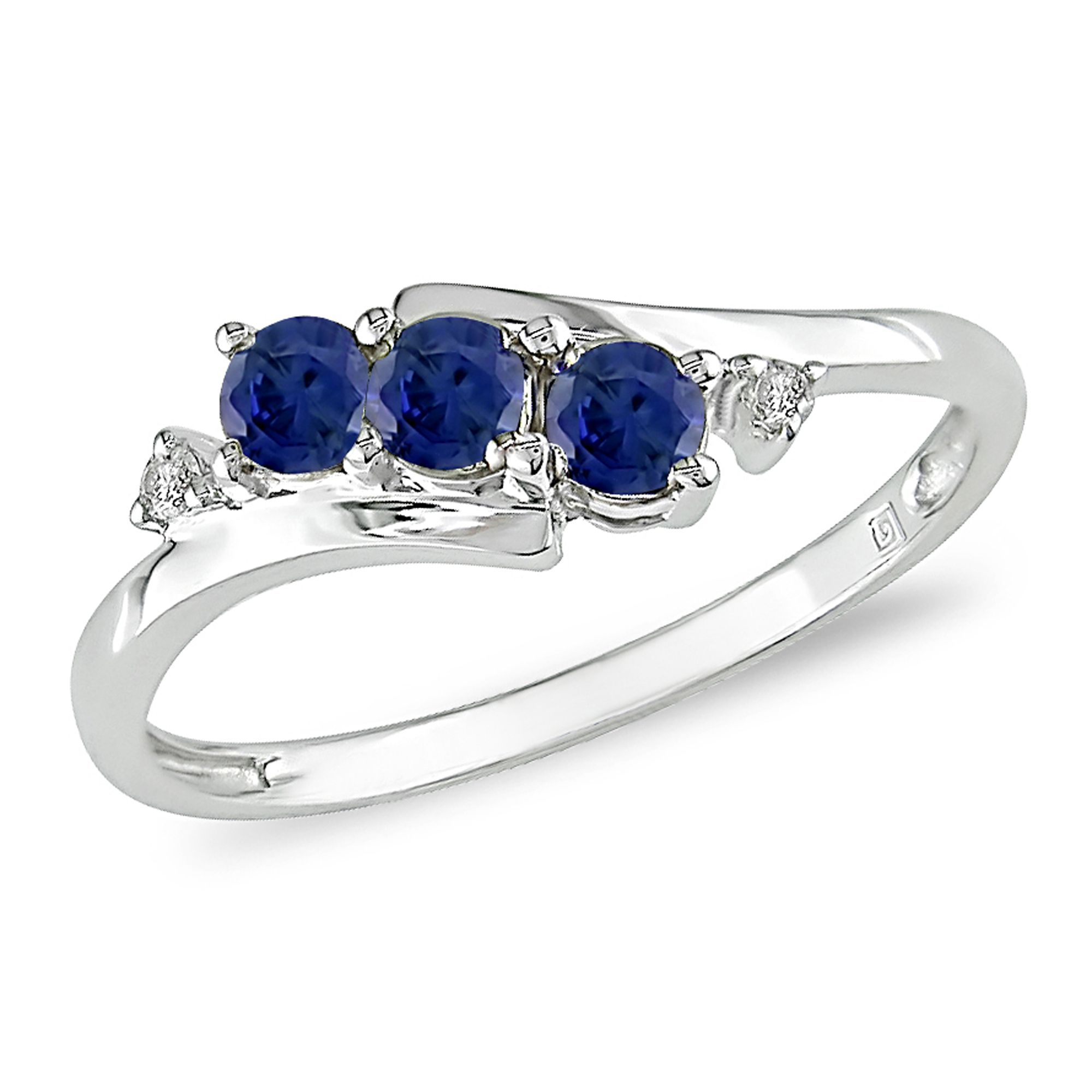 Lab Created Sapphire and Diamond Accent Ring in 10k Gold