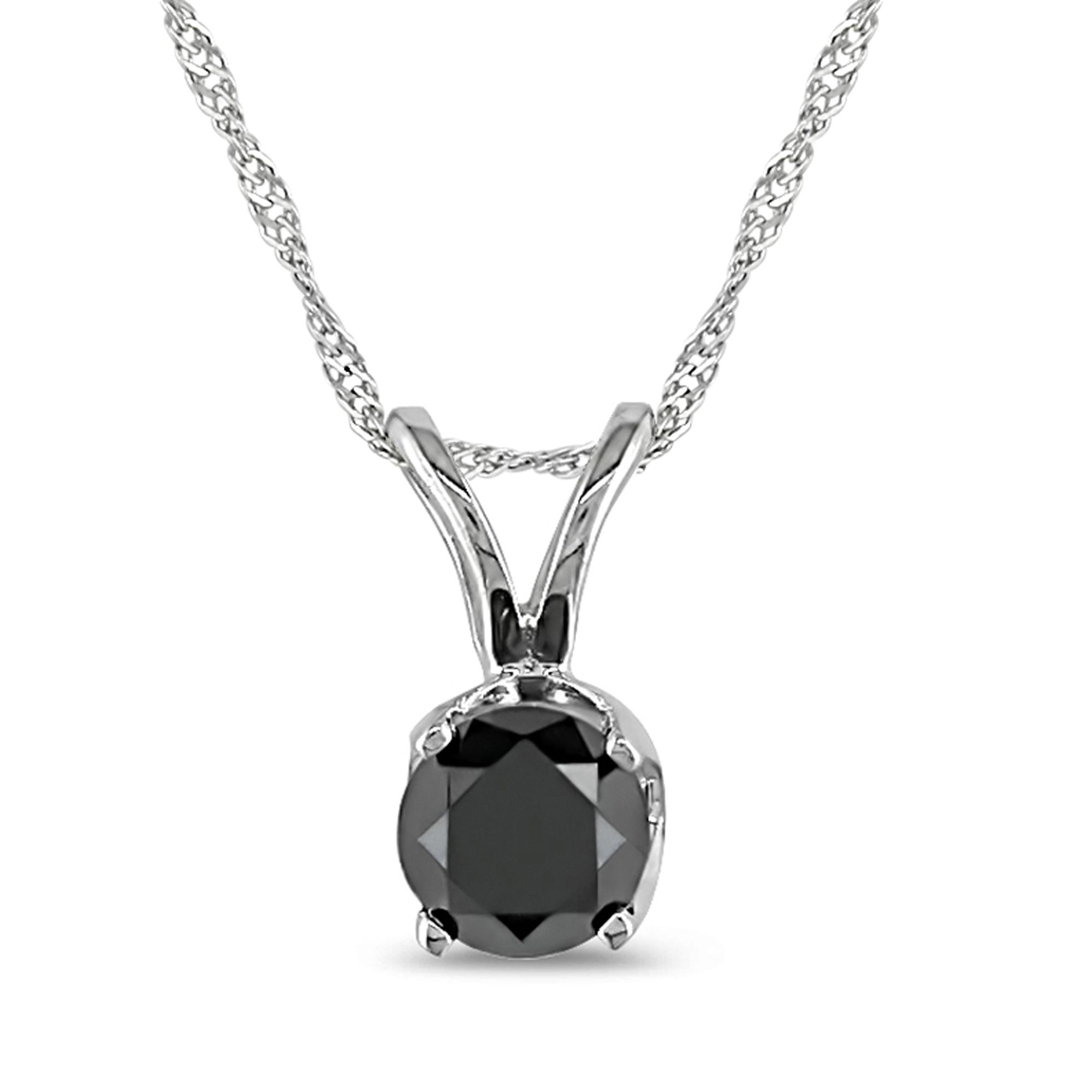 1/2 cttw Black Diamond Solitaire Pendant in 14k Gold                                                                             at mygofer.com