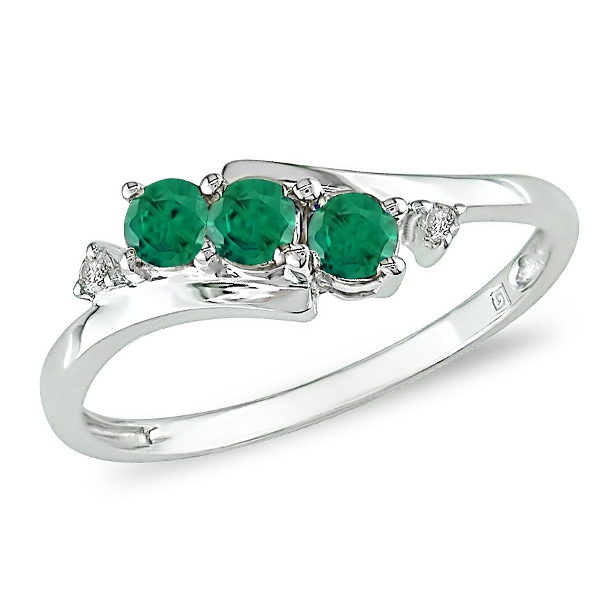 3mm Round Lab Created Emerald and Diamond Accent Ring in 10k Gold at Kmart.com