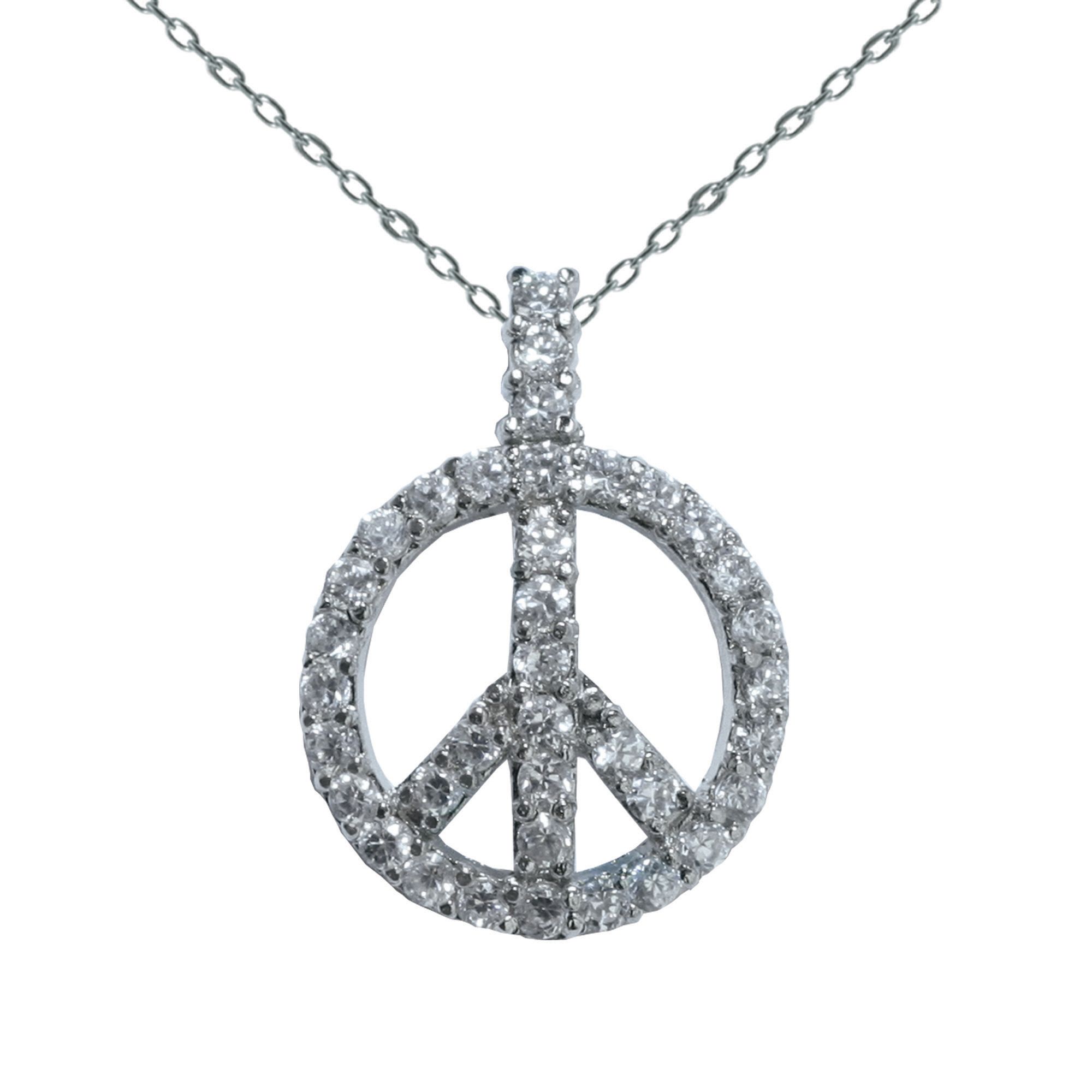 "Cubic Zirconia Pave ""Peace Sign"" Pendant" at mygofer.com