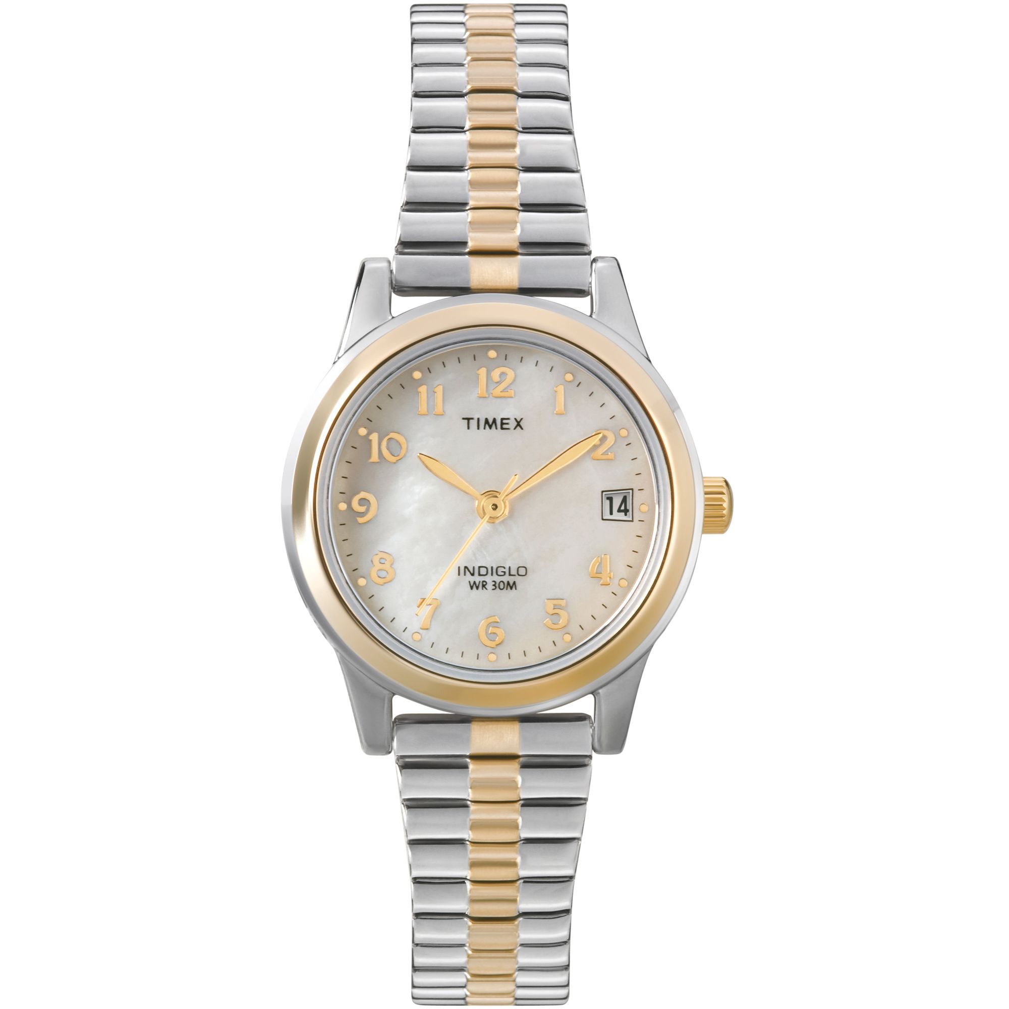 UPC 753048307005 product image for Timex Ladies Calendar Date Watch w/Round Case, White Dial & TT Expansion Band | upcitemdb.com