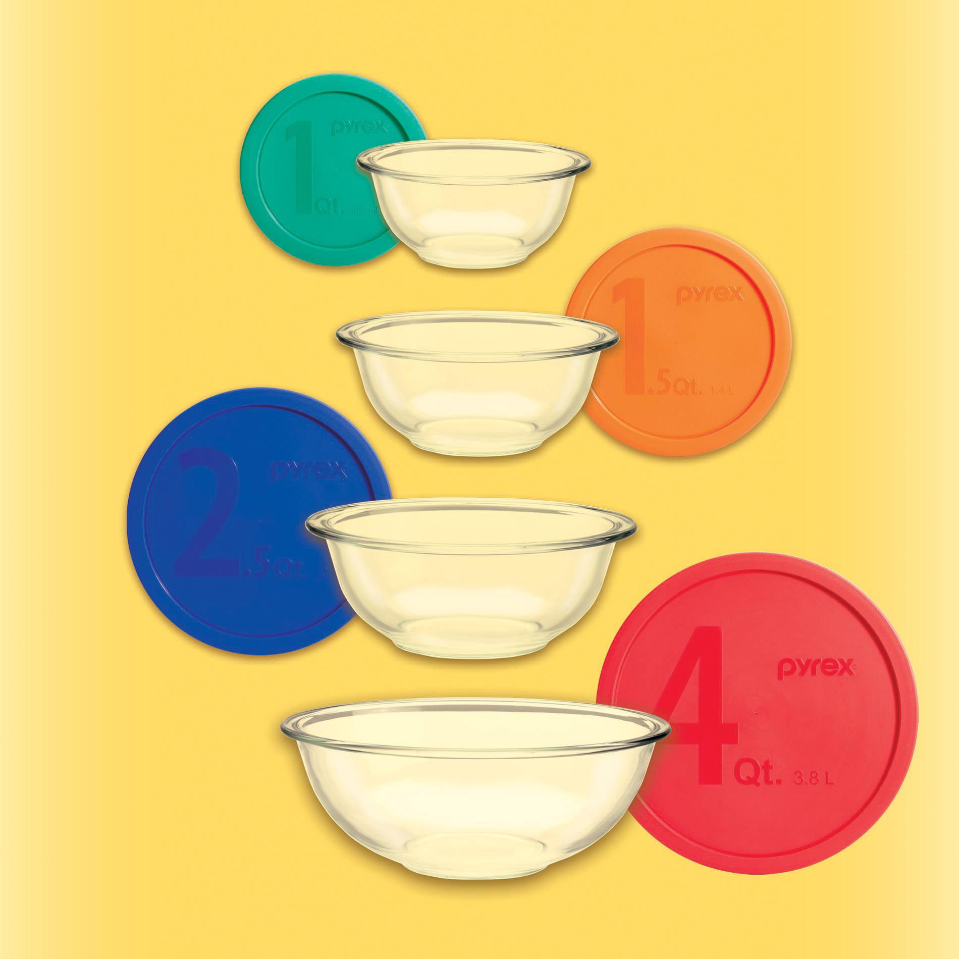 Pyrex 8 Piece Glass Bowl Storage Set With Covers Lids Food Containers