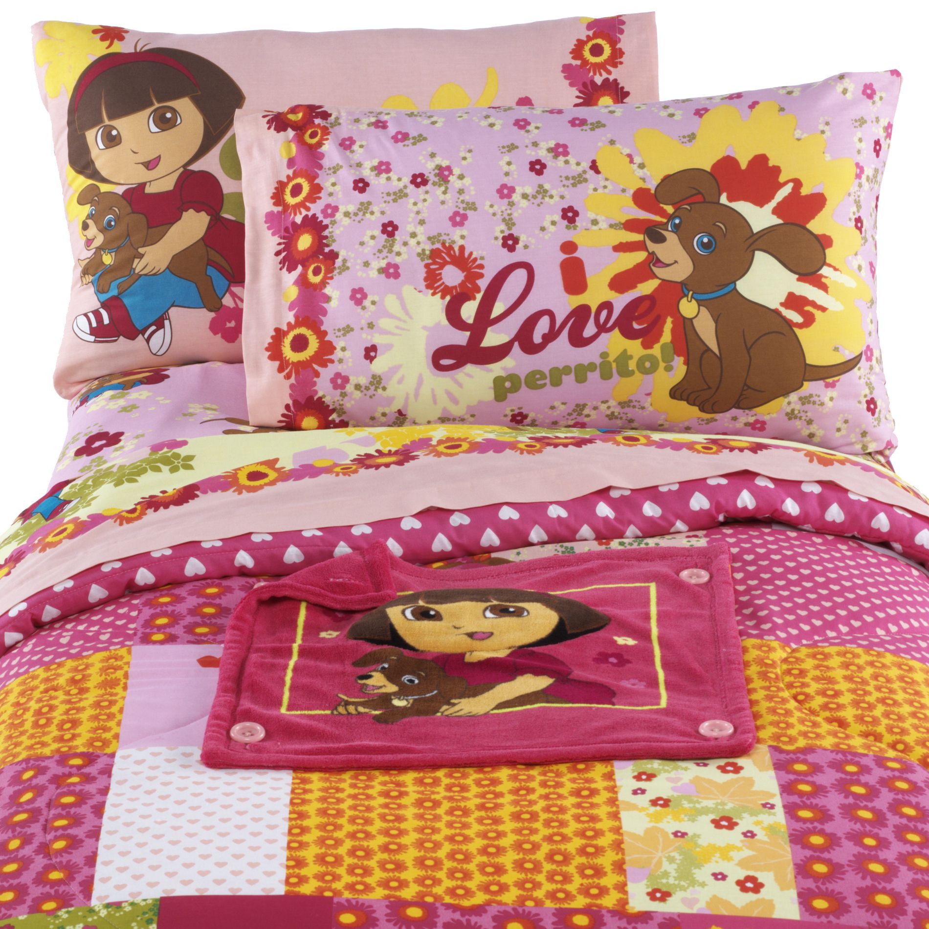 Dora And Puppy Twin/Full Comforter With Removable Blankie                                                                       