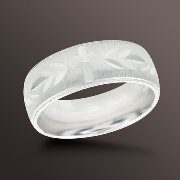 8mm Engraved Wedding Band in Sterling Silver