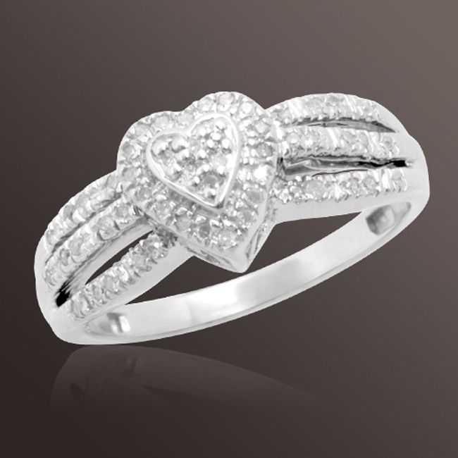 Tradition Diamond 1/6 ct. t.w. Round Diamond Heart Engagement Ring in Sterling Silver at Kmart.com
