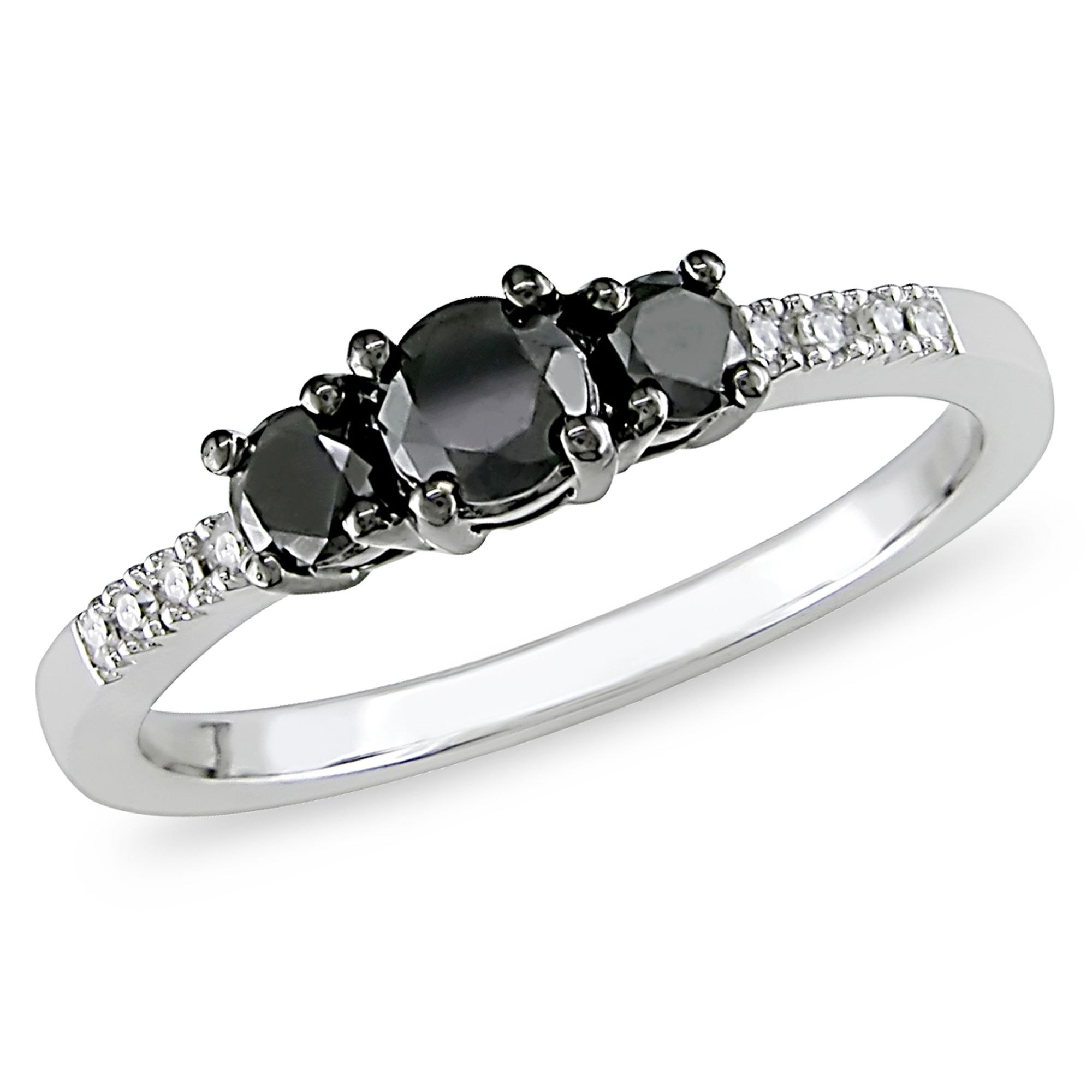 1/2 CTTW Black and White Diamond Ring in 10k White Gold