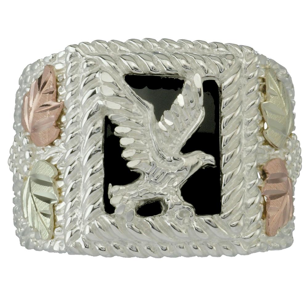 Men's Onyx Sterling Silver & 12K Black Hills Gold Eagle Ring