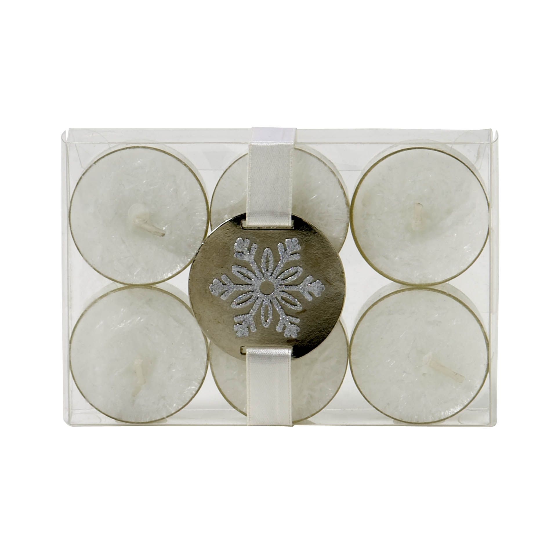 Crystalized White Vanilla And Cinnamon Scented Tealight Candles  Set Of 6
