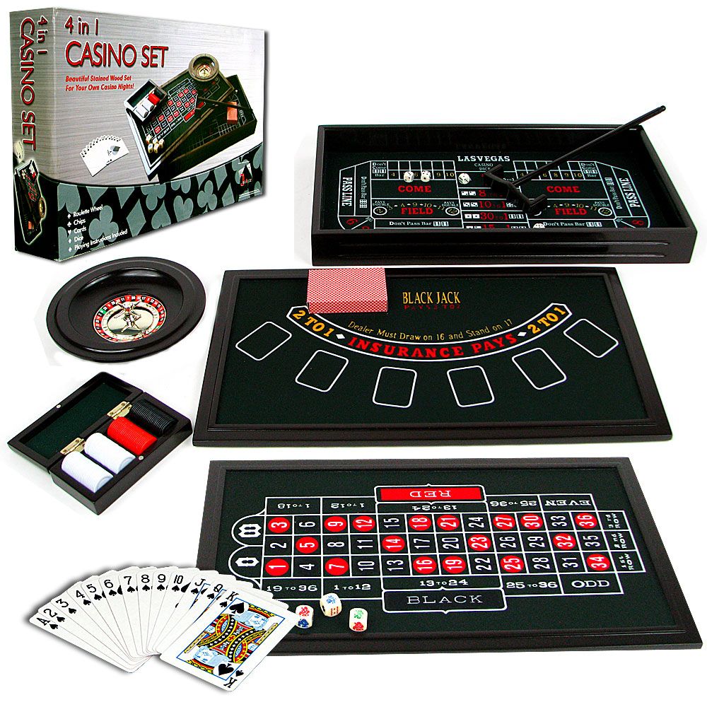 Trademark 4 in 1 Casino Game Table Roulette, Craps, Poker, BlackJack