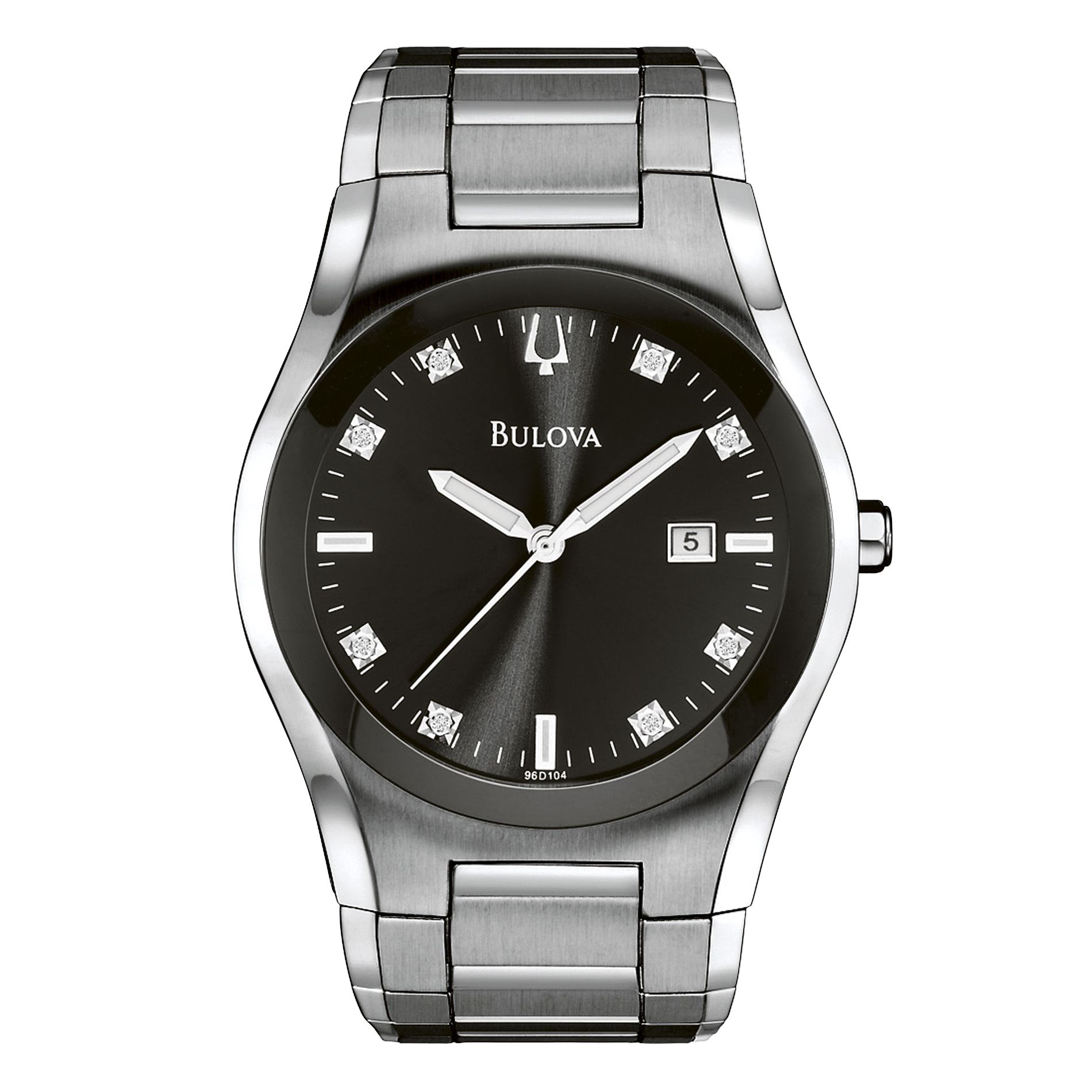 Bulova Mens Calendar Date Watch w/Diamond Accent Black Dial & ST Expansion Band at Sears.com