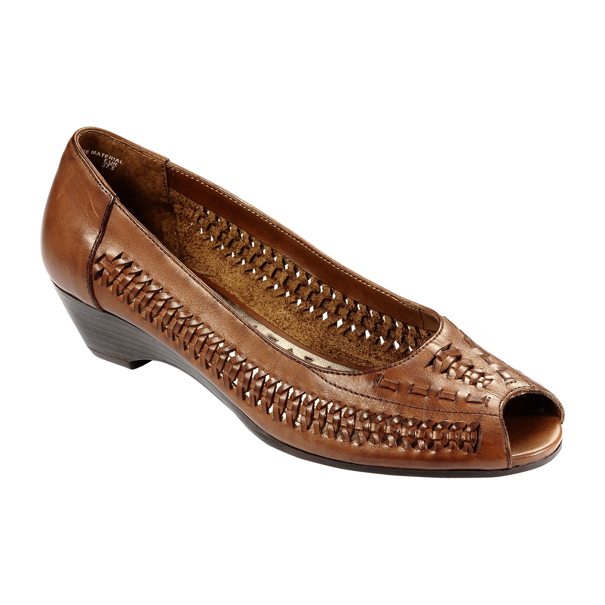 Covington Women's Winnie Peep Toe Woven Wedge - Brown - Clothing, Shoes