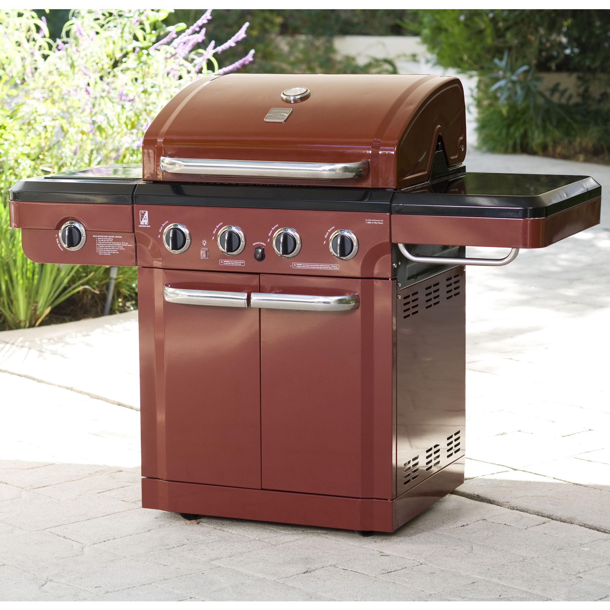 kenmore 4 burner gas grill with storage stainless steel