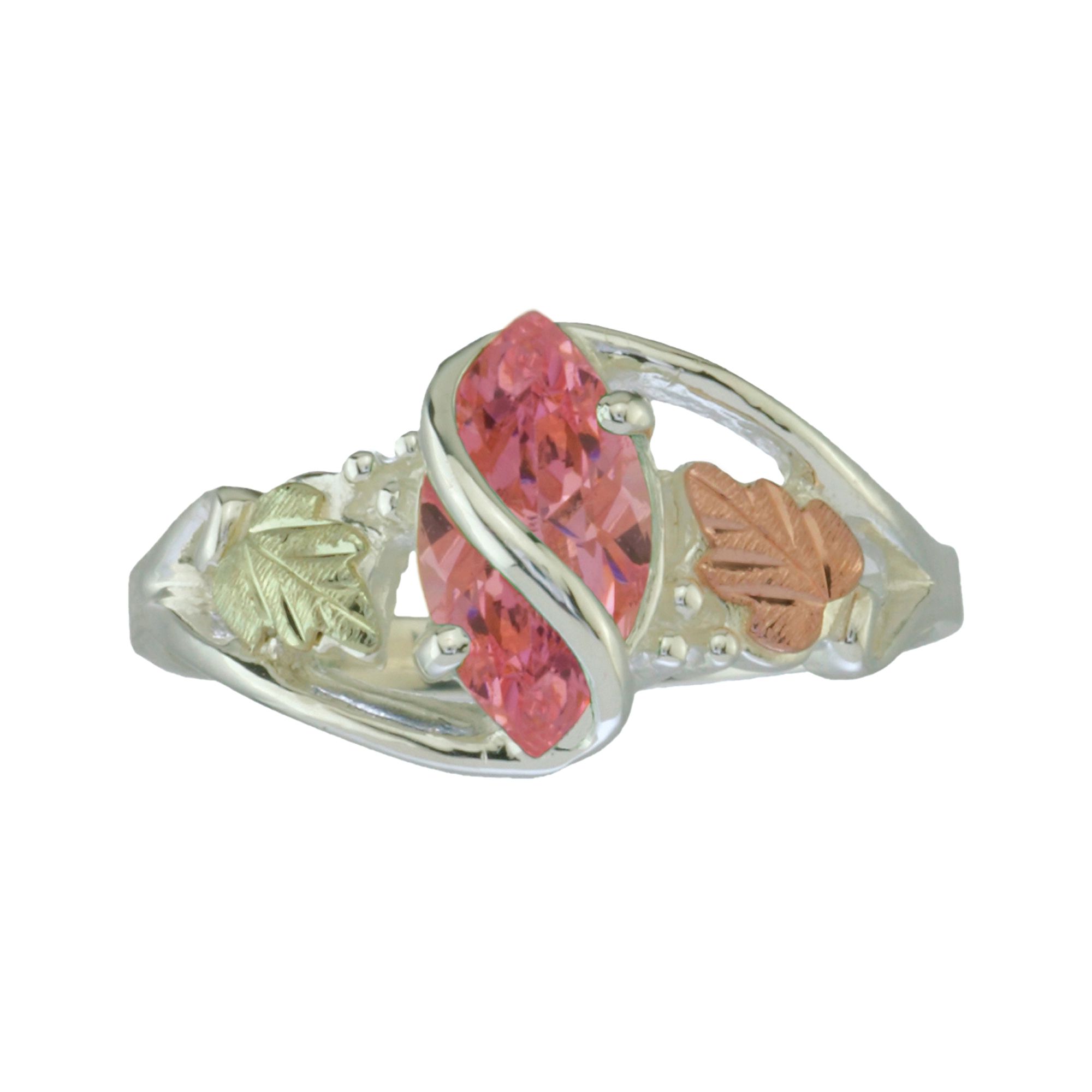 Tricolor Sterling Silver Lab Created Pink CZ Ring