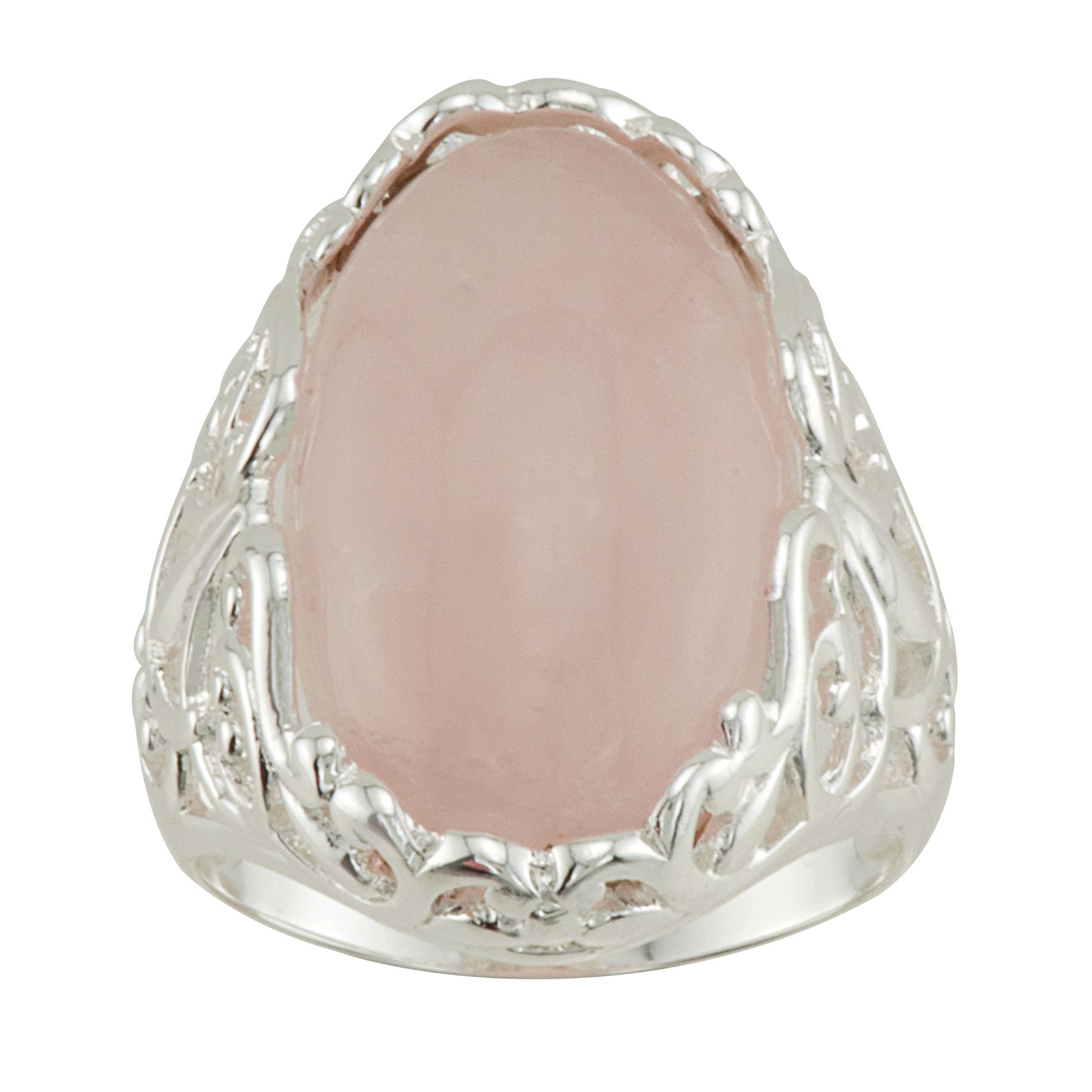 Pink Oval Quartz and Sterling Silver Filigree Ring at Kmart.com