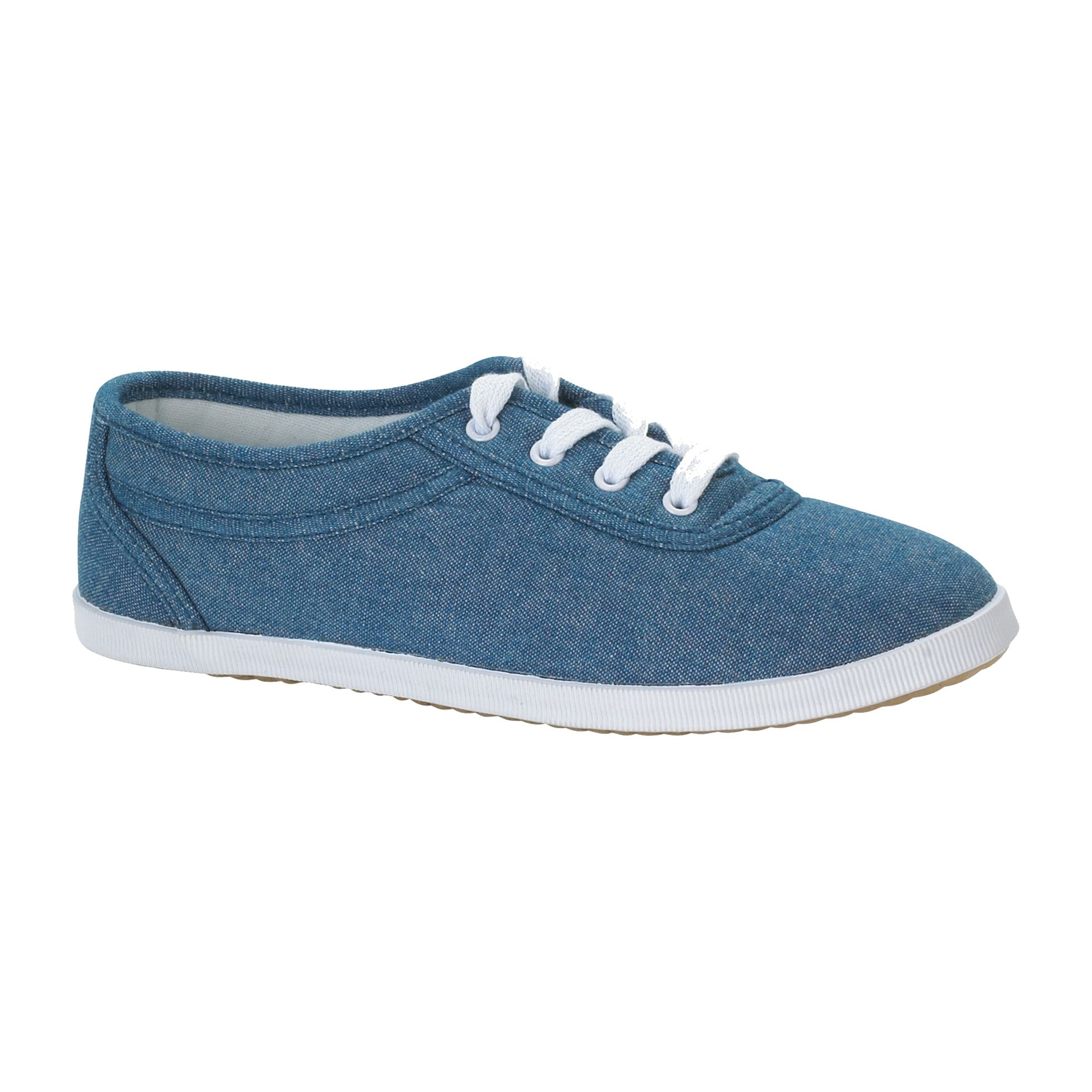 Basic Editions Women's Eavan Canvas Lace Oxford - Denim at Kmart.com