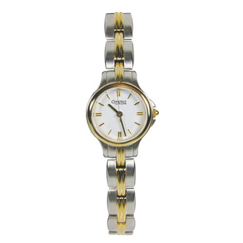Ladies Watch with Round Two Tone Case, White Dial and TT Expansion Band