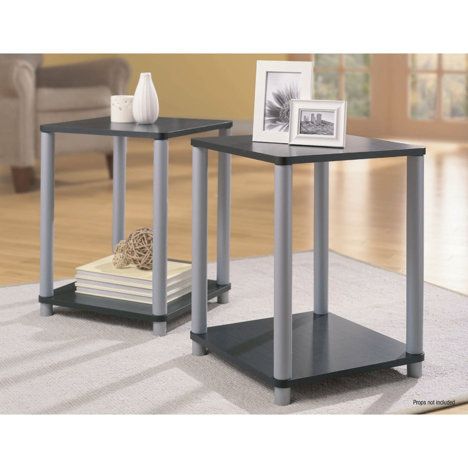 Essential Home End Tables in Black and Silver 2 Table Set at Kmart.com