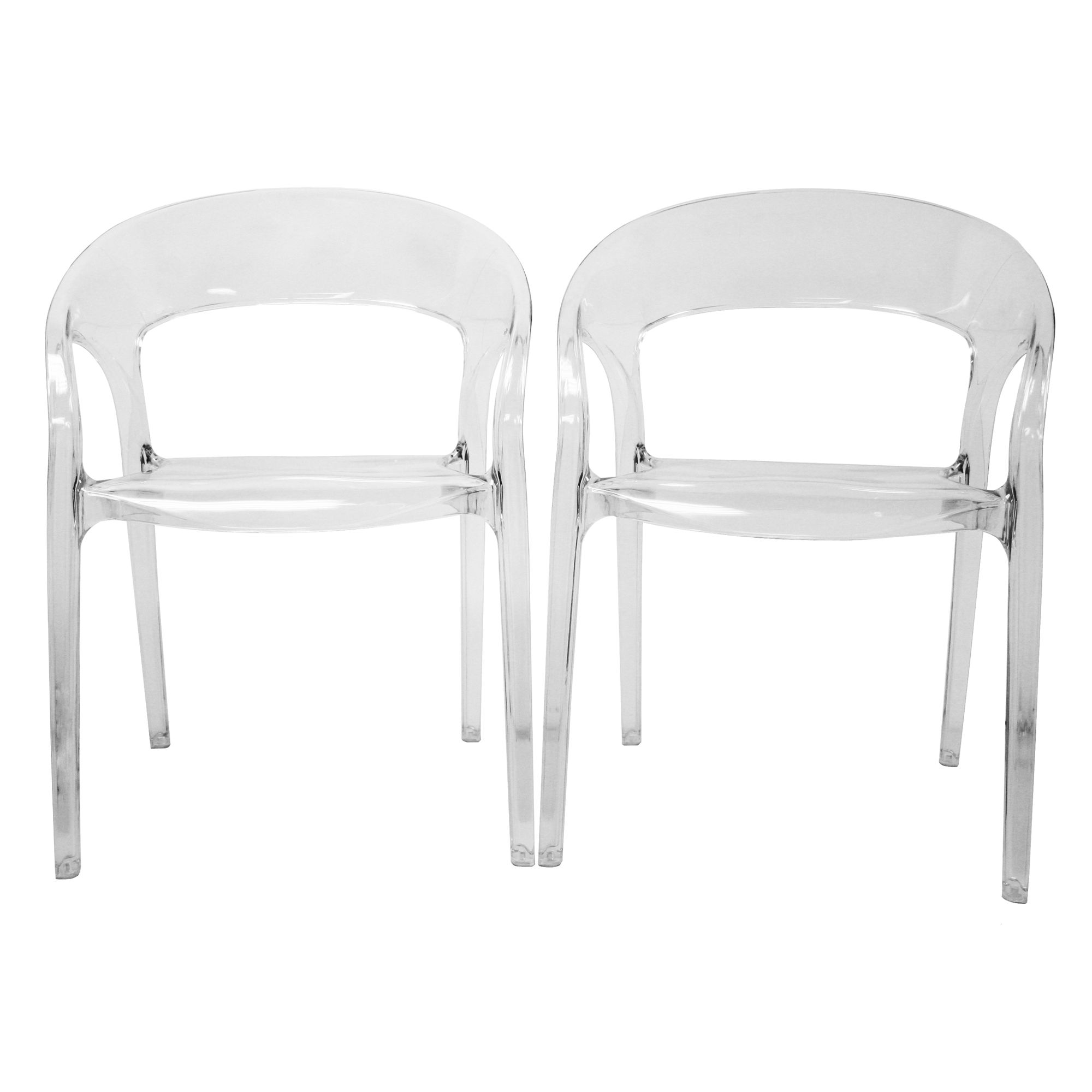 Baxton Studio Lumina Set of 2 18H Acrylic Modern Arm Chairs - Clear