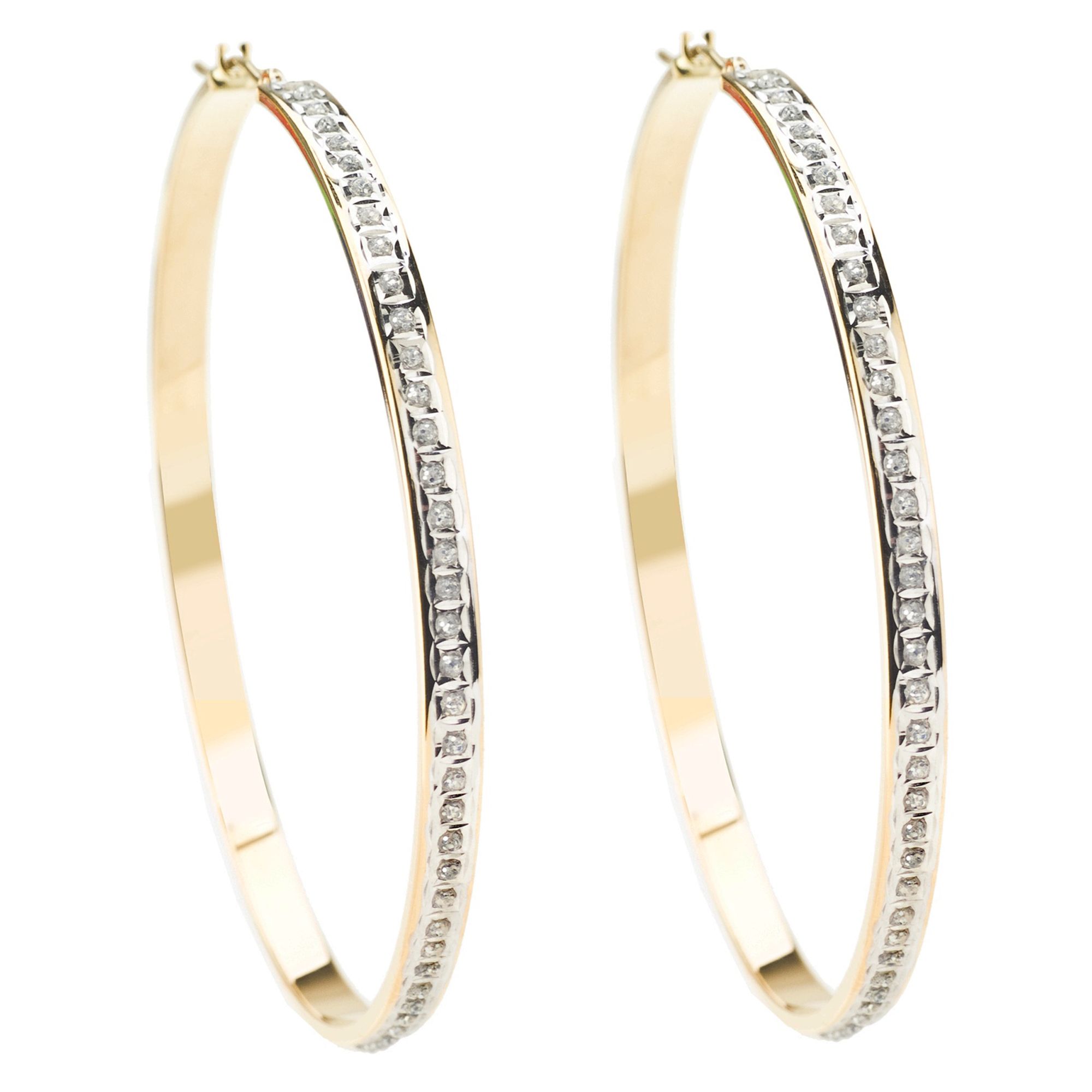 Diamond Fascination 14Kt. Yellow Gold Diamond Accent Large Bold Round Hoop Earrings - Jewelry ...