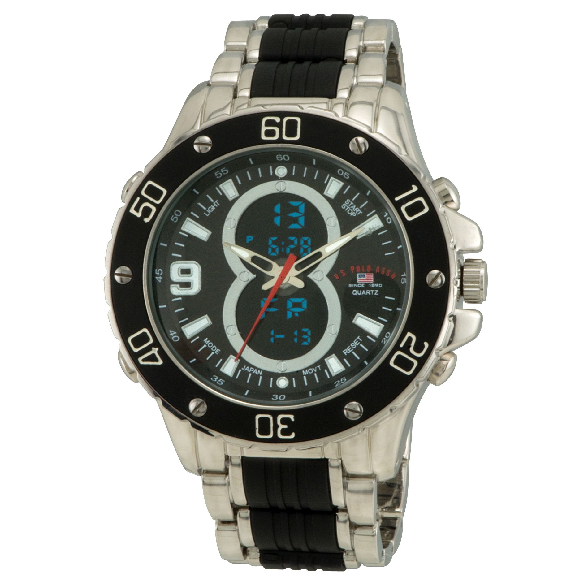 US Polo Assn. Mens Calendar Date Watch w/Multi-function Dial and Black and ST Band at Sears.com