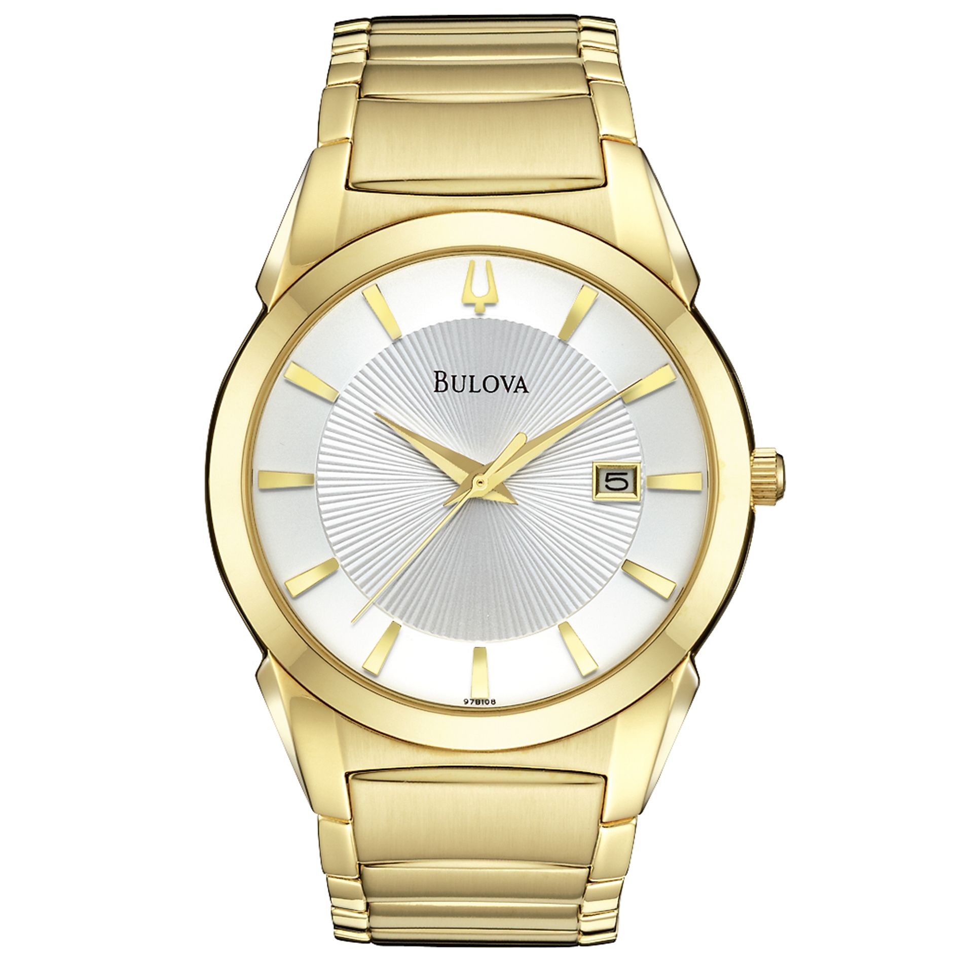 Bulova Mens Calendar Date Watch with Round Silvertone Dial and Goldtone Expansion Band at Sears.com