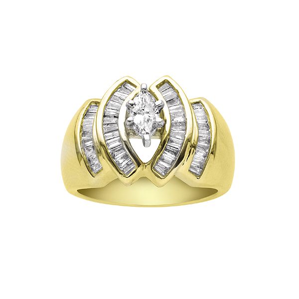 1 cttw Marquise with Baguette Diamonds One Piece Bridal Ring