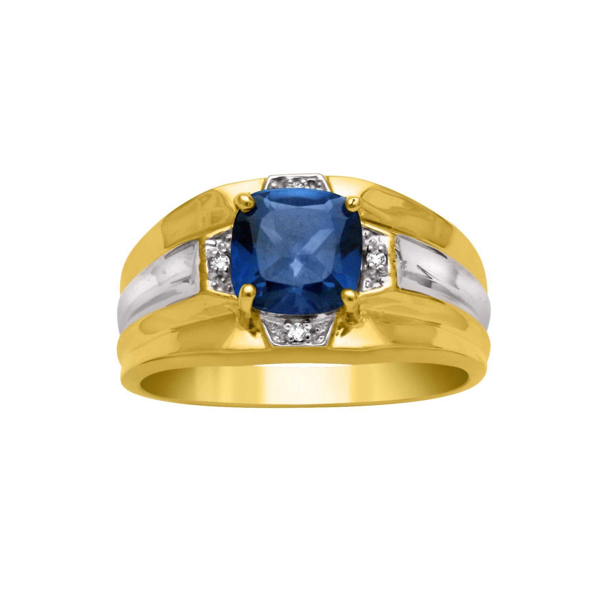 18K Gold Over Sterling Silver Diamond Accent and Lab Created Sapphire Ring