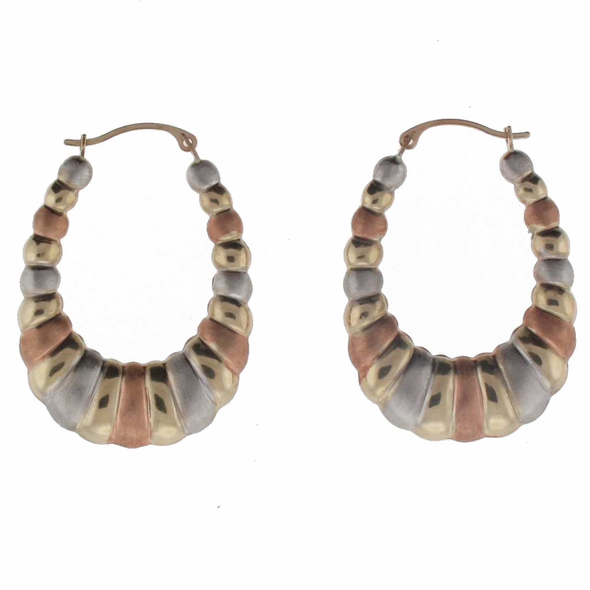 Tri-color Ribbed Hoop Earrings in 14K Gold and Sterling Silver at Kmart.com