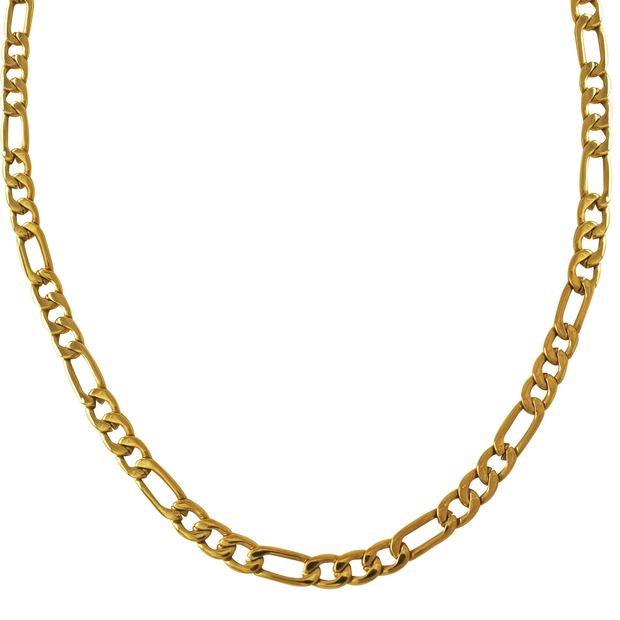 Gold Over Stainless Steel Figaro Chain