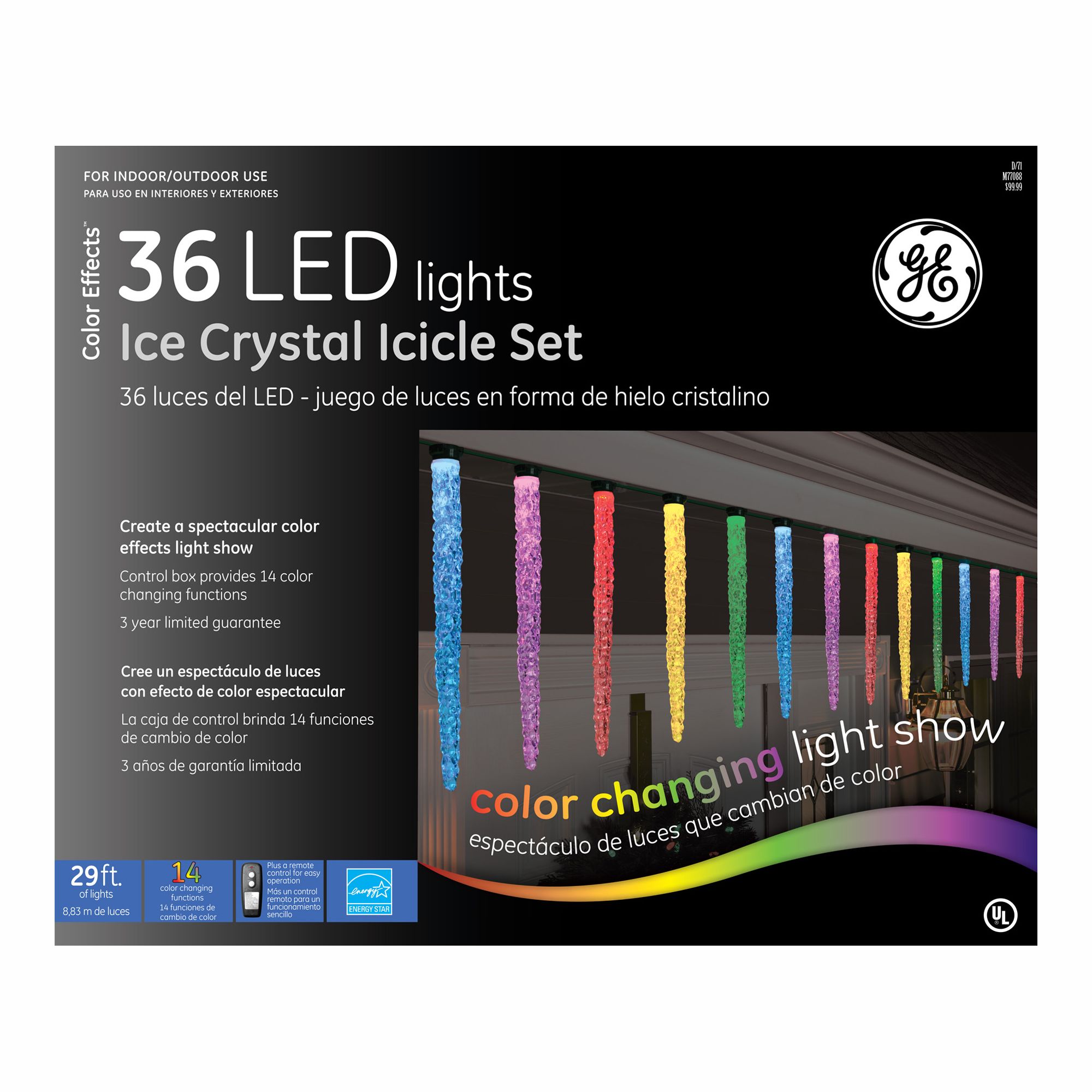 GE 72011 Color Effects 36L LED Icicle Lights Sears Outlet