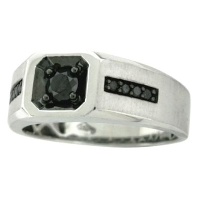1/2 cttw Black Diamond and Sterling Silver Ring_in Size 10.5