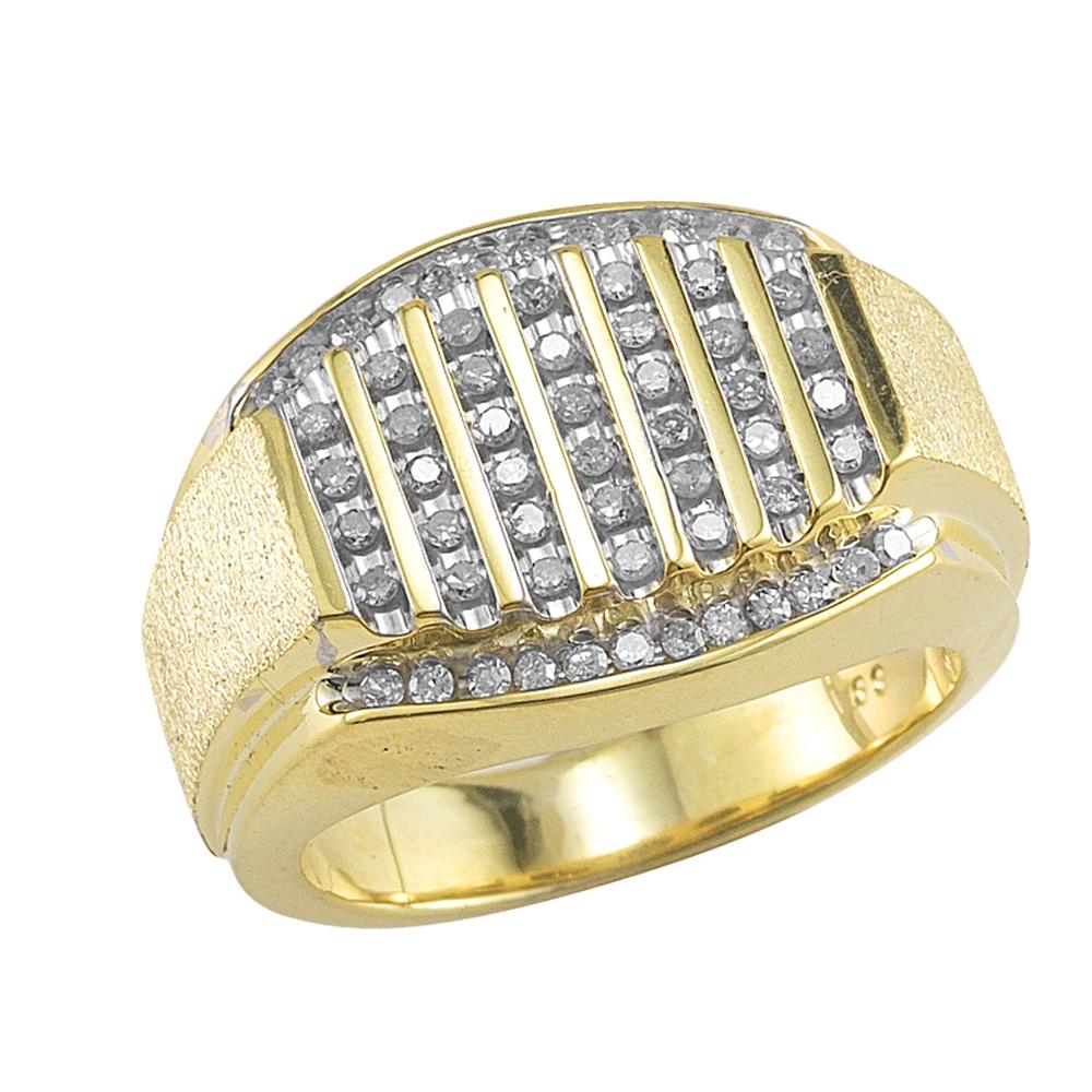 1/2 Cttw. Men's Round Cut 18K Yellow Gold Over Sterling Silver Diamond Ring