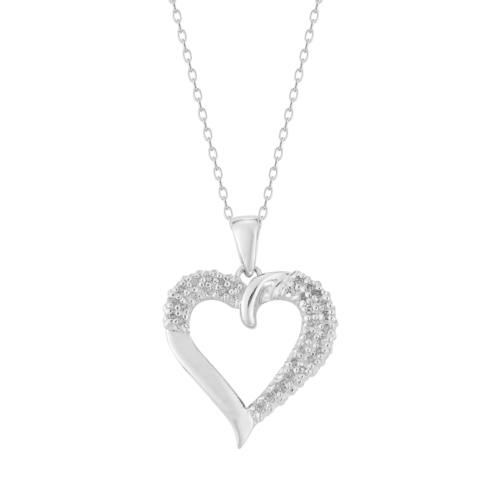Sterling Silver 1/5Cttw Diamond Heart Pendant