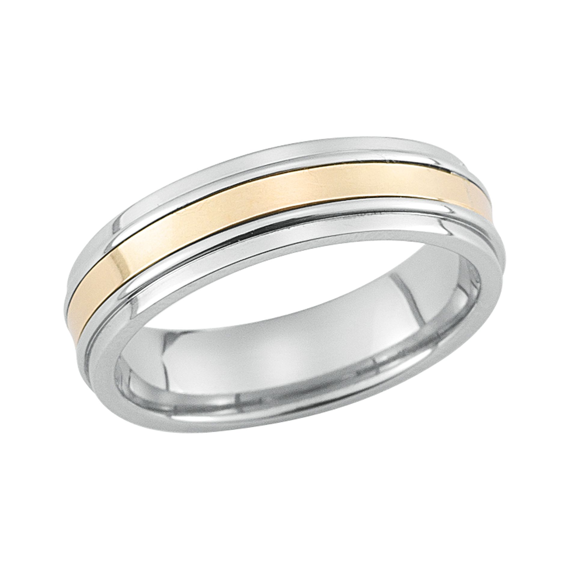 Stainless Steel And 10K Gold Mens Band Ring at Sears.com