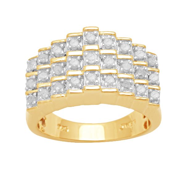 1/2 cttw Diamond Pyramid Ring in 14K Gold over Sterling Silver