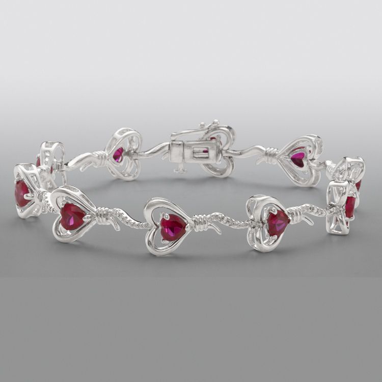 Knots of Love Lab Created Ruby and Diamond Accent Sterling Silver Iconic Heart Bracelet at Sears.com