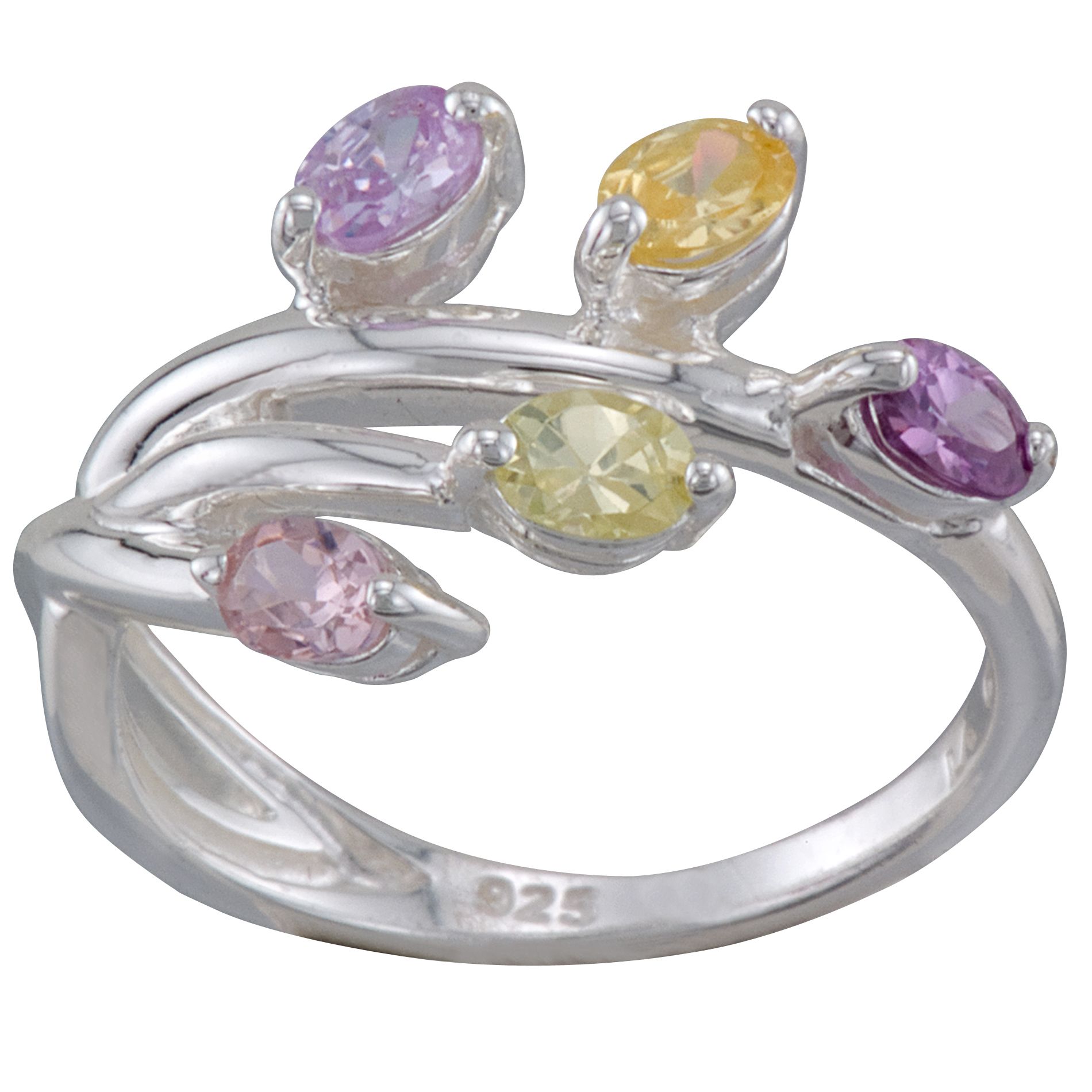 Sterling Silver and Multi-Color Cubic Zirconia Ring
