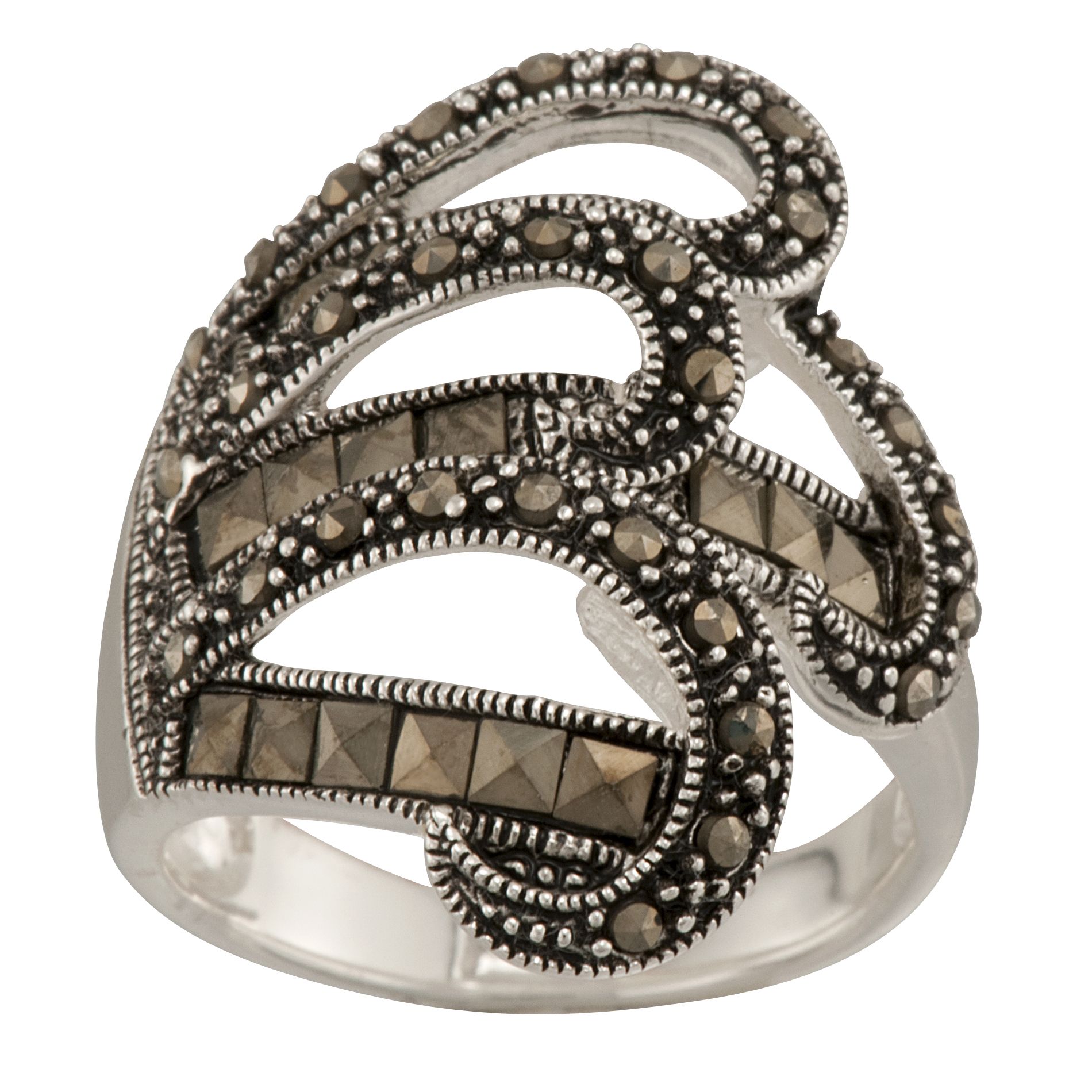 Marcasite and Sterling Silver Swirl Ring