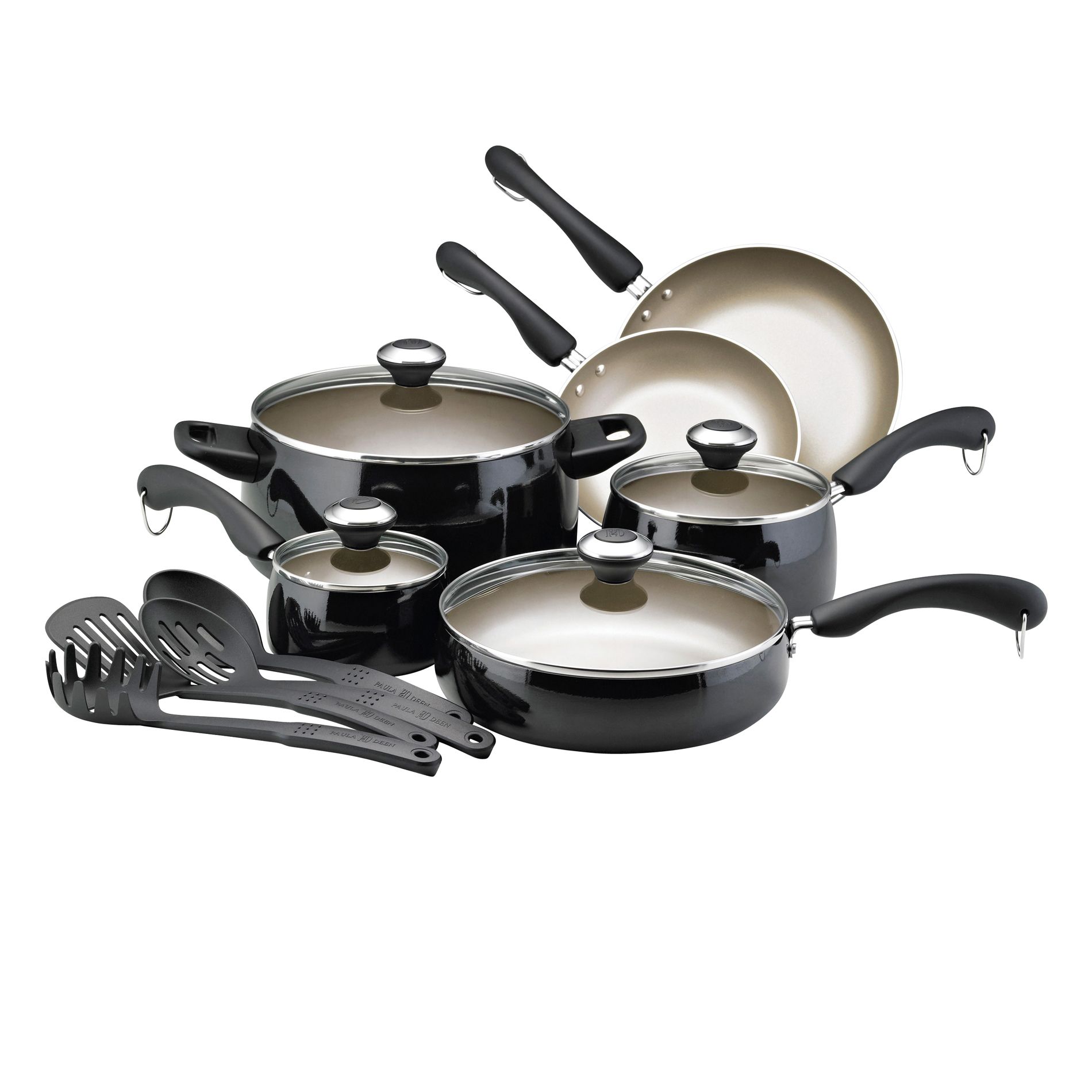 Paula Deen 14pc Porcelain Enamel Nonstick - Black