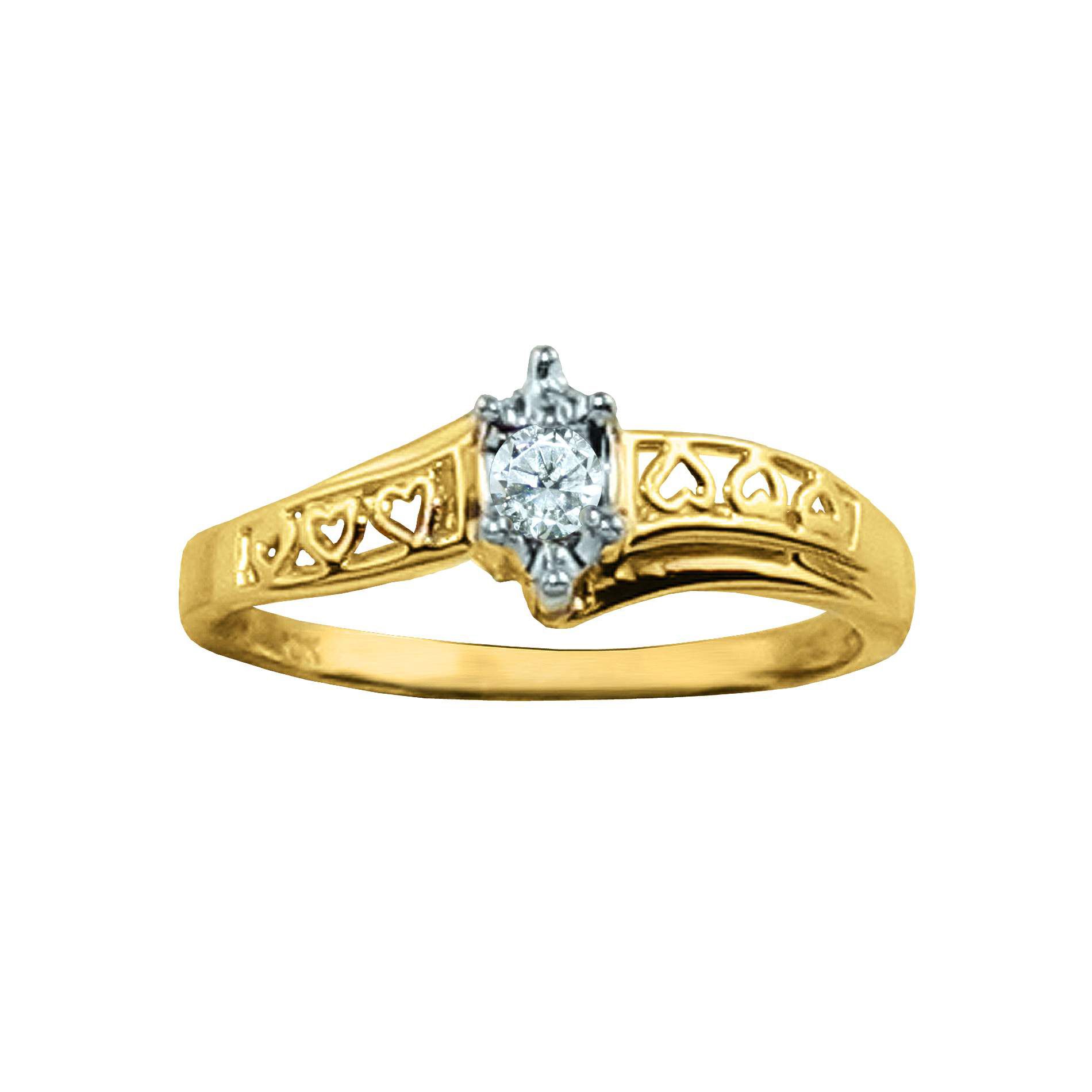 1/10 ct. t.w. Round Diamond Filigree Heart Promise Ring in 10K Yellow Gold