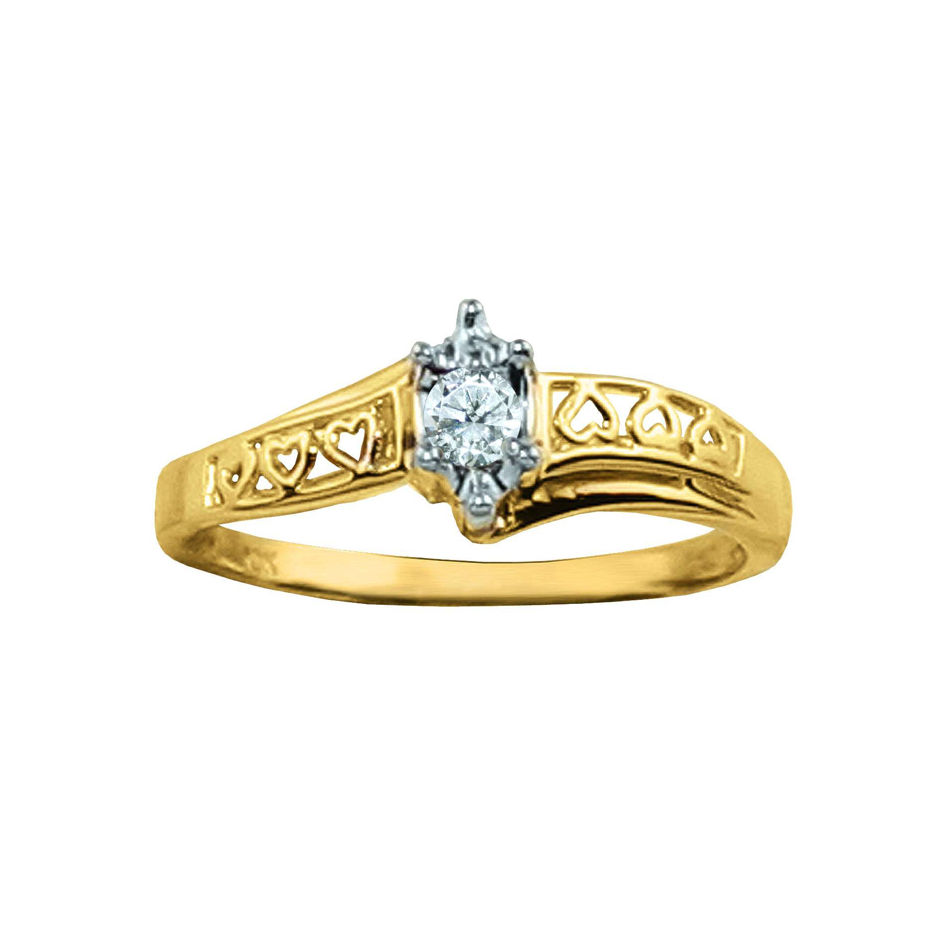 1/10 ct. t.w. Round Diamond Filigree Heart Promise Ring in 10K Yellow