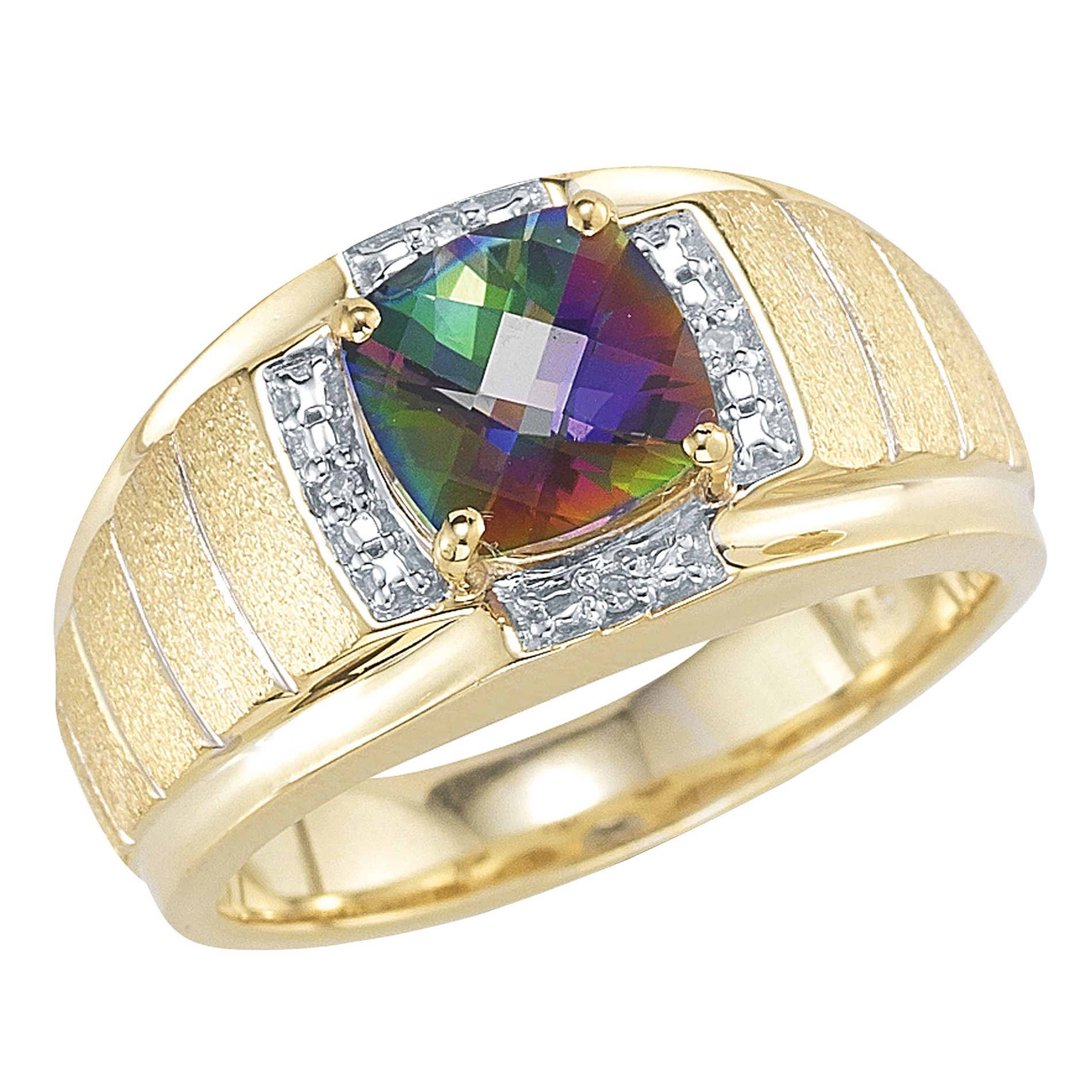 18Kt Gold Over Sterling Silver Mystic Topaz and Diamond Accent Ring