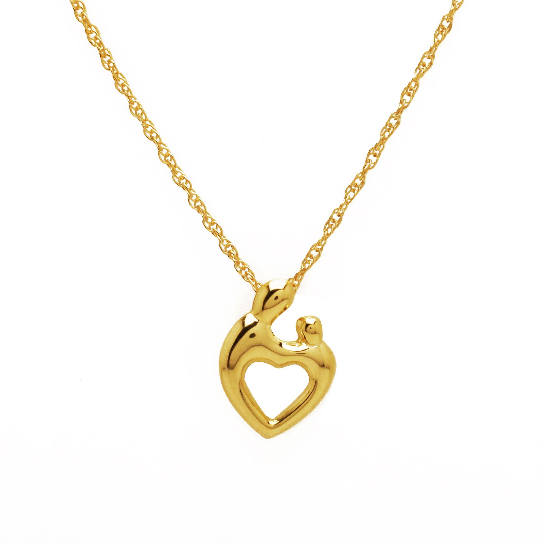 Mother and Child Heart Pendant in 10K Gold