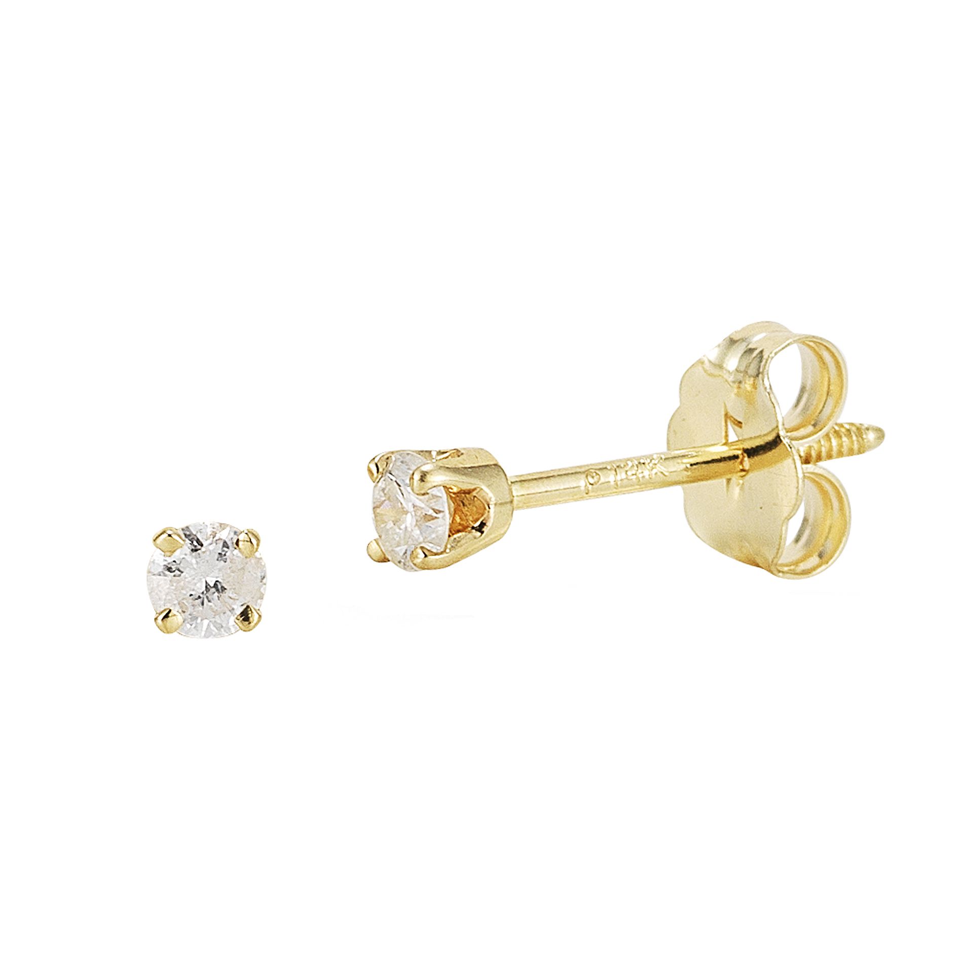 14Kt Yellow Gold Genuine 1/8Cttw Diamond Round Stud Earrings at Kmart.com