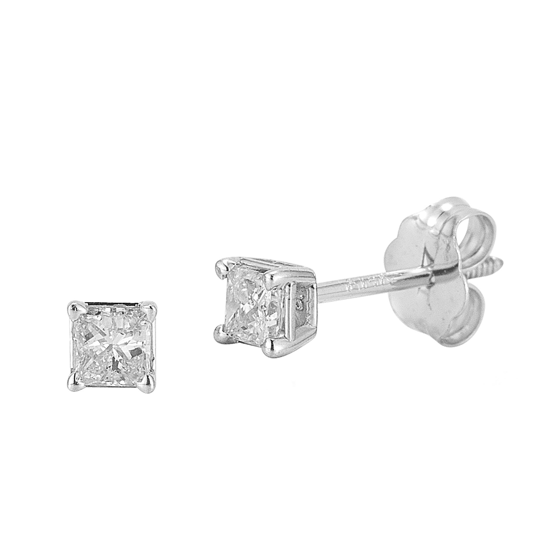 14Kt White Gold Genuine 1/4Cttw Diamond Princess Stud Earrings at Kmart.com