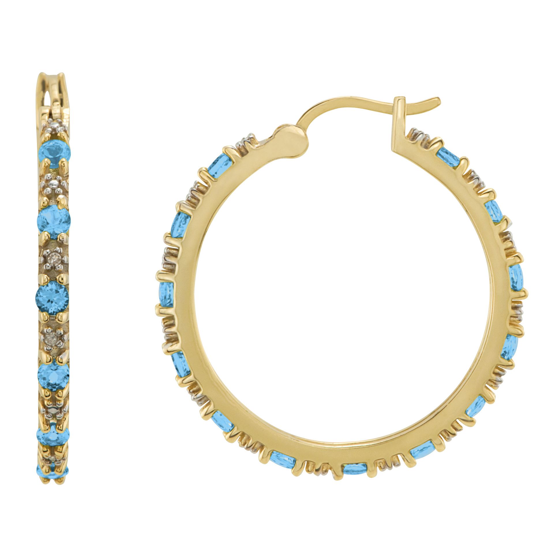 14K Gold Over Silver Blue Topaz Hoop Earrings at Kmart.com