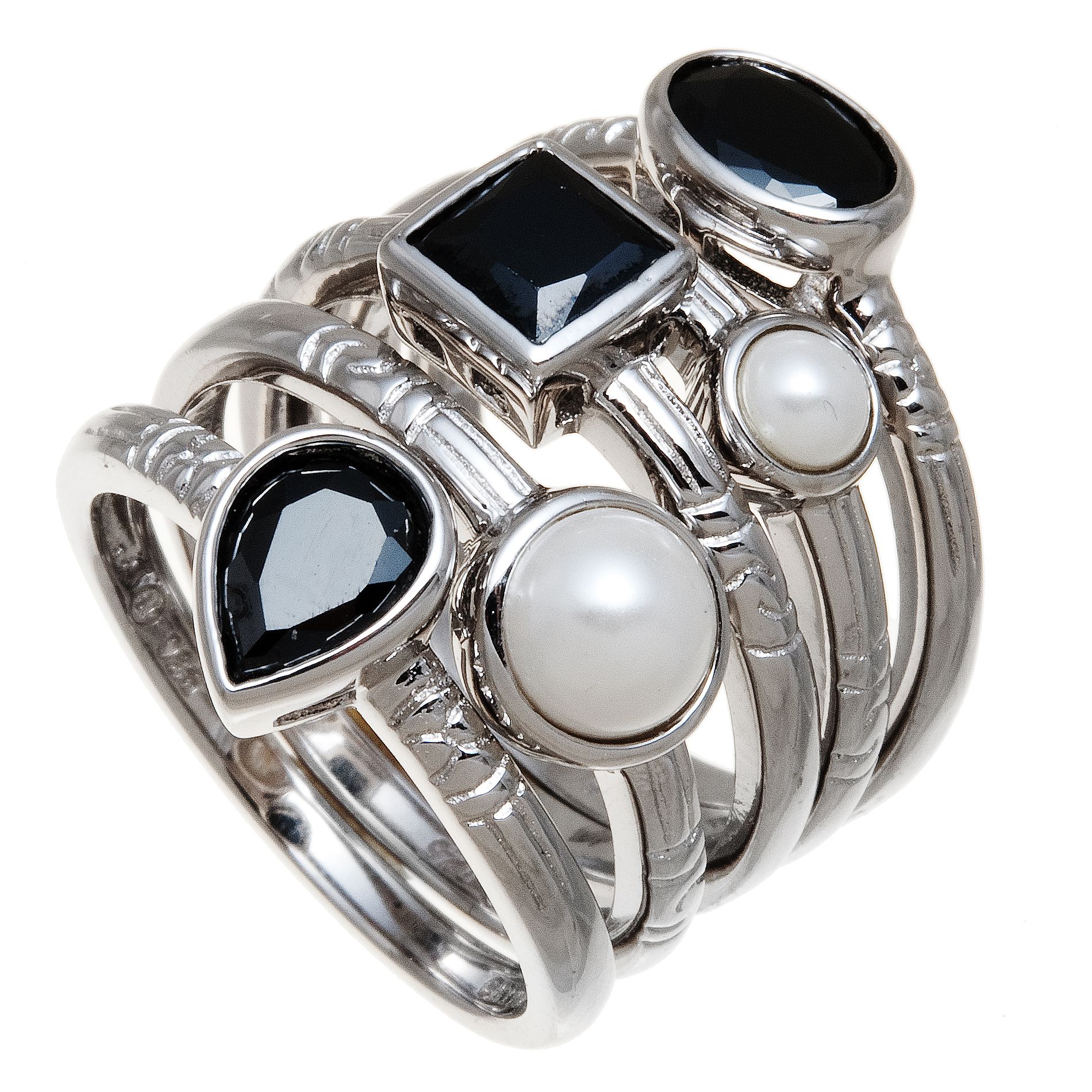 5-Piece Stackable Sterling Silver Ring Set_in Size 8
