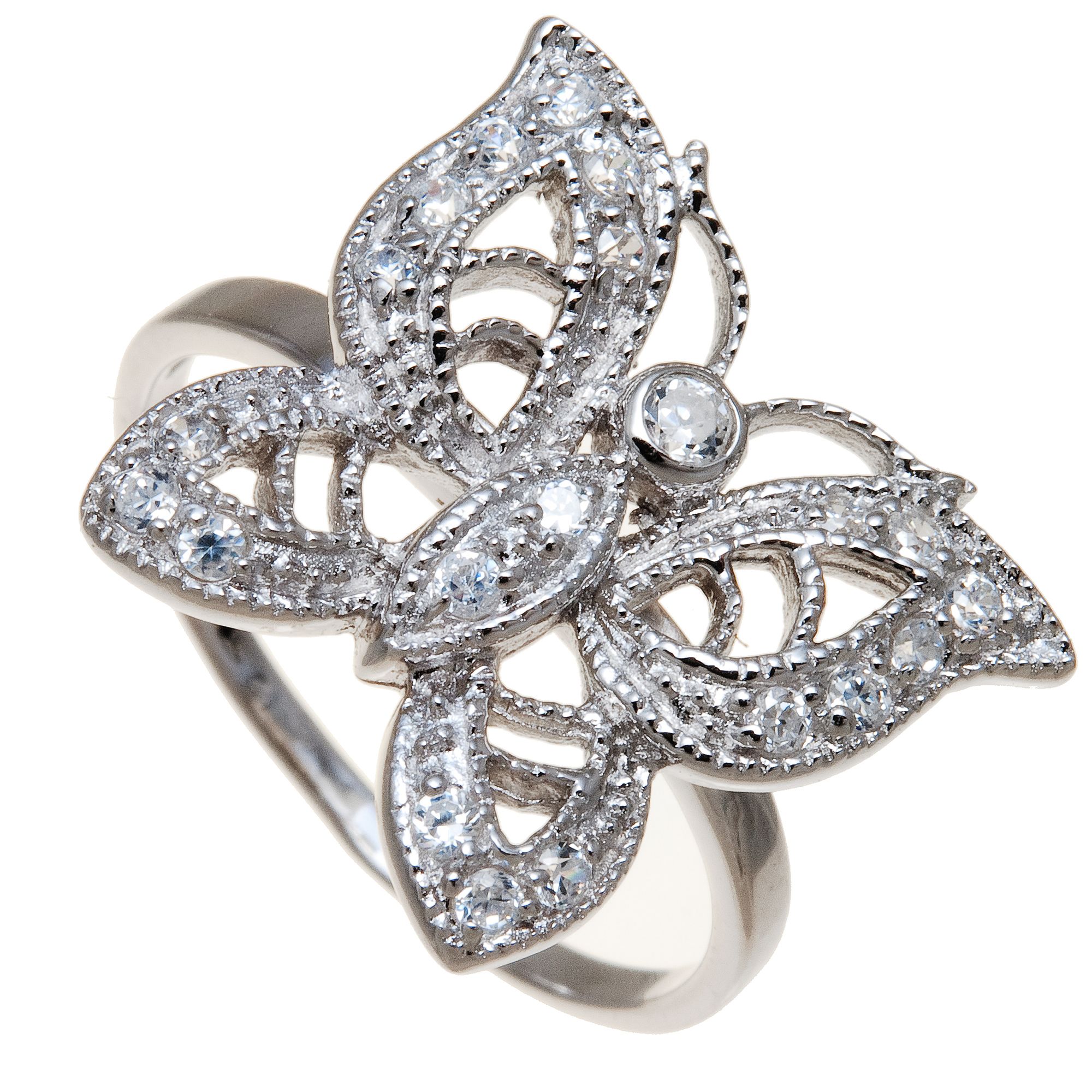Butterfly CZ Sterling Silver Ring