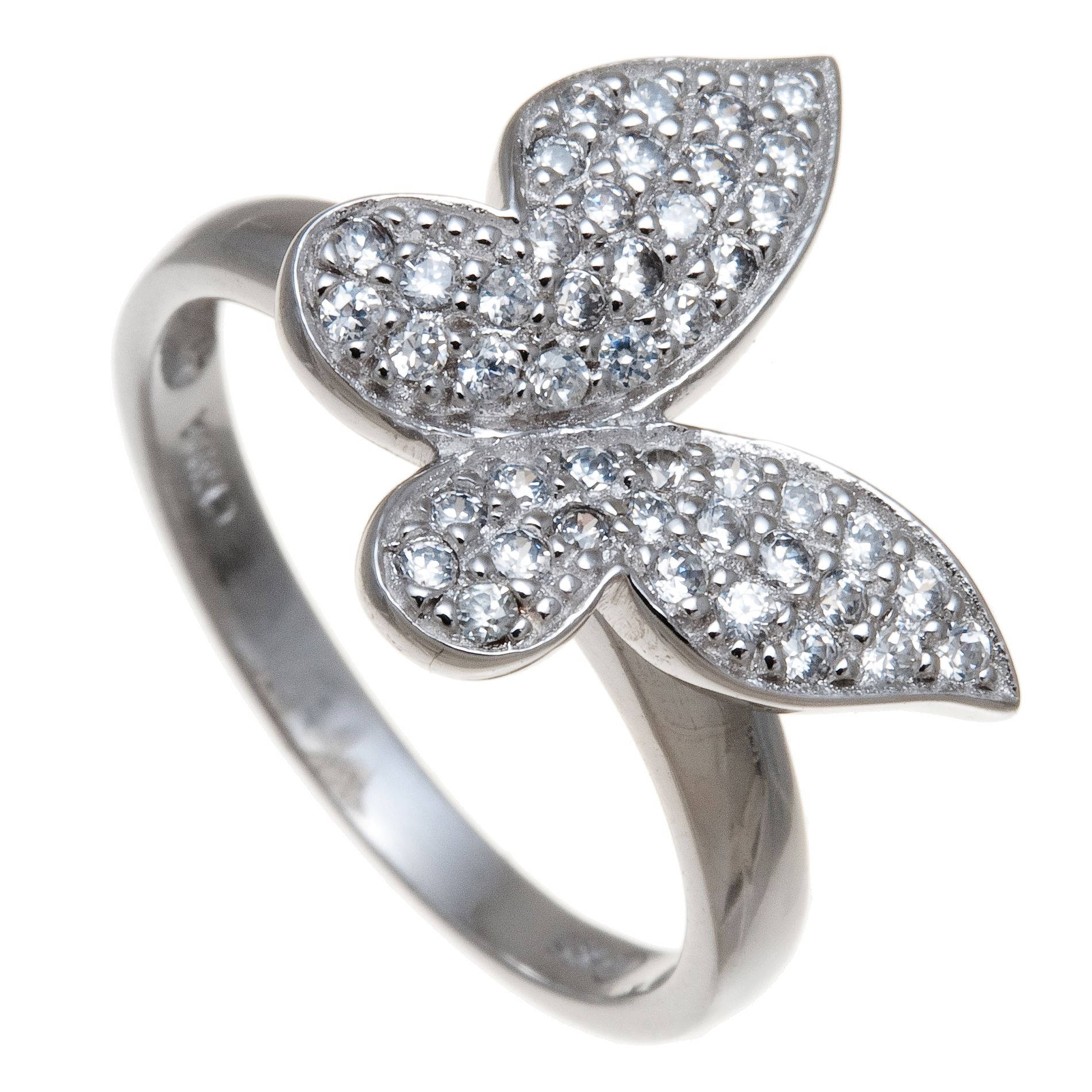 Pave Butterfly CZ Sterling Silver Ring